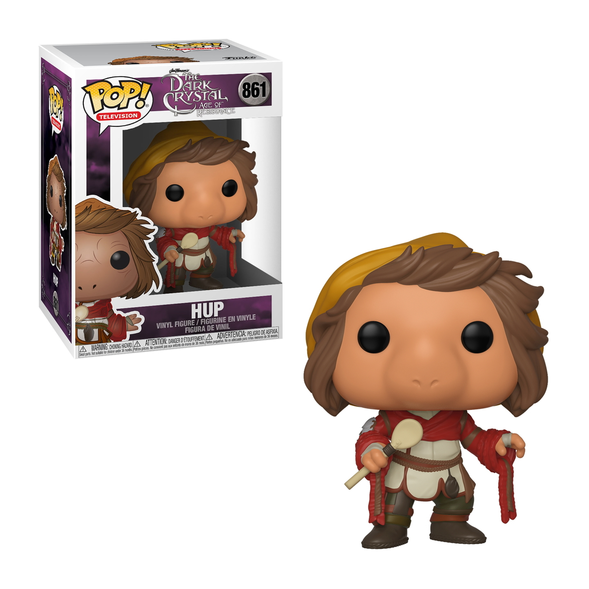 Funko Pop di Hup da The Dark Crystal, dentro e fuori dalla scatola.