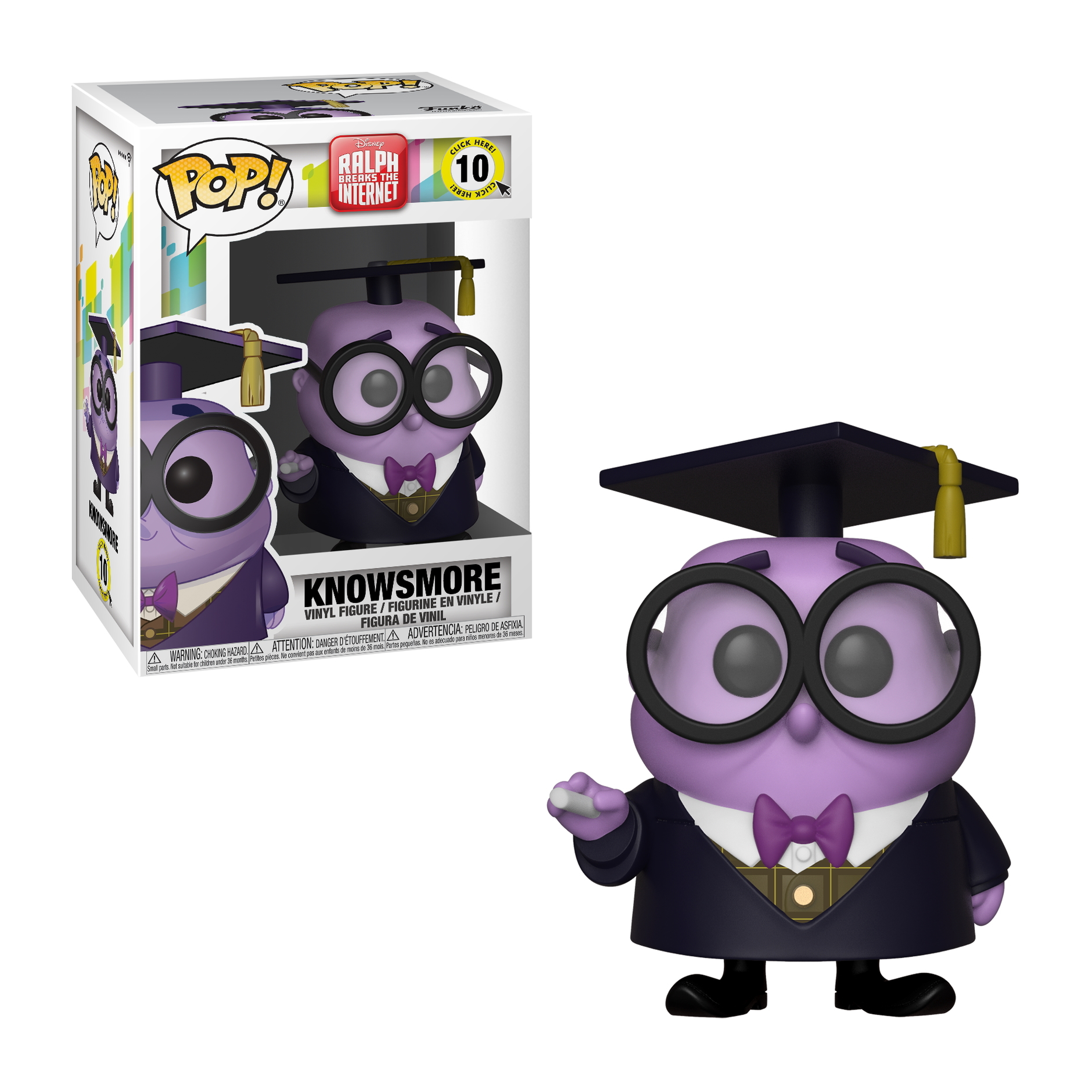 Figurka Funko Pop Knowsmore z Ralph Breaks the Internet, w czapce absolwenta i z długopisem.