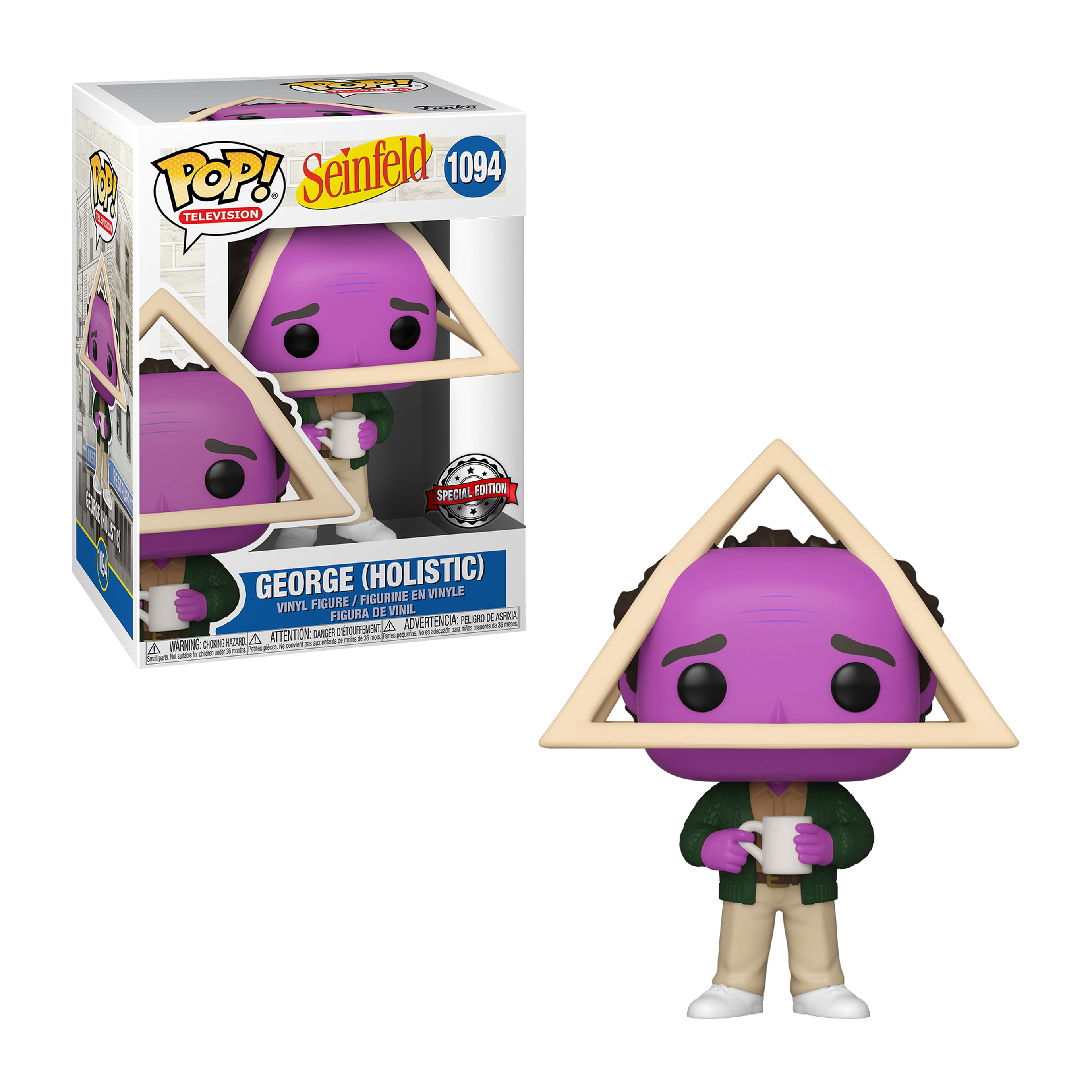 George (Holistic)-Figur mit Dreieck und Tasse. Figur in Box.