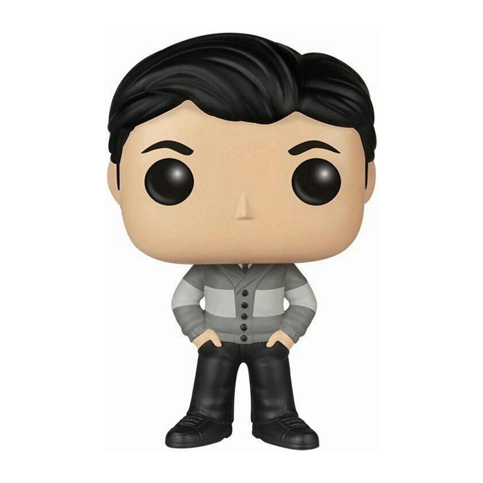 Funko Pop eines Mannes in grauem Pullover und schwarzer Hose. Mit Box.