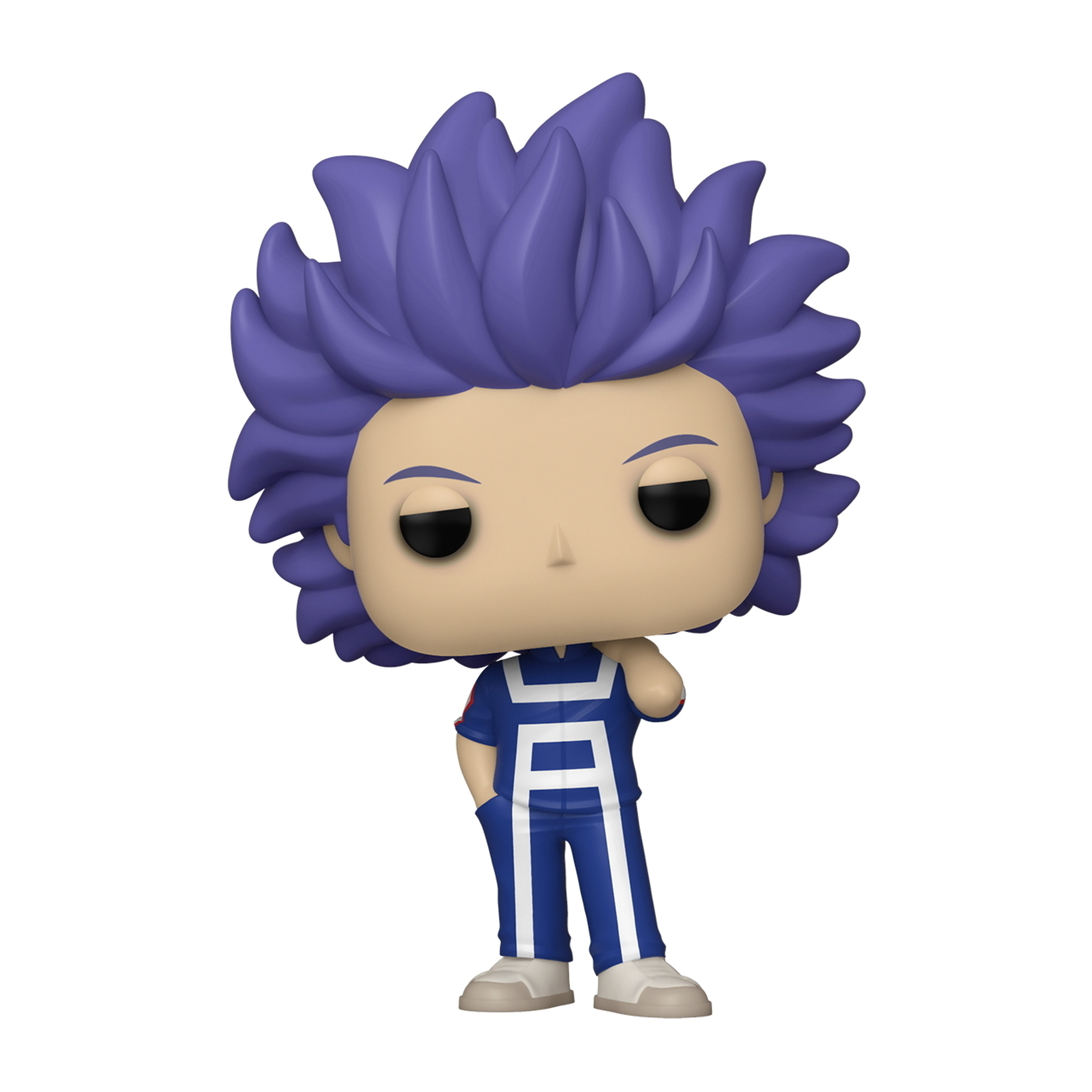 Hitoshi Shinso aus My Hero Academia Funko Pop! Figur mit lila Haaren und blauer Uniform.