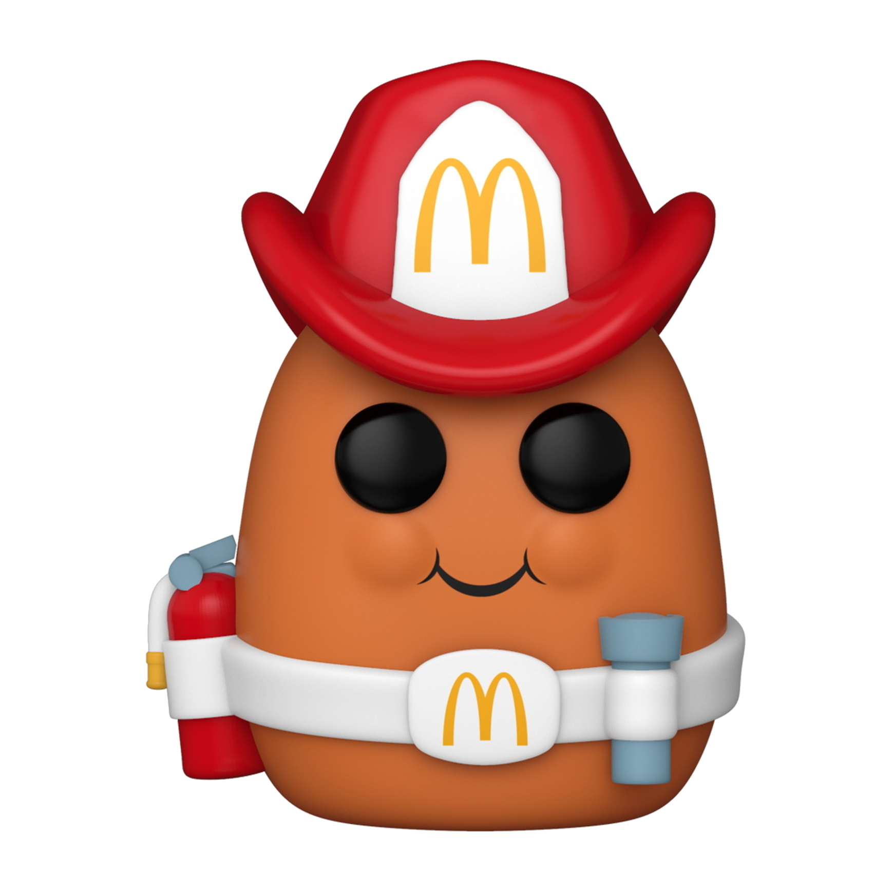 Ein Funko Pop eines McDonald's Pommes-Charakters in Feuerwehr-Outfit.