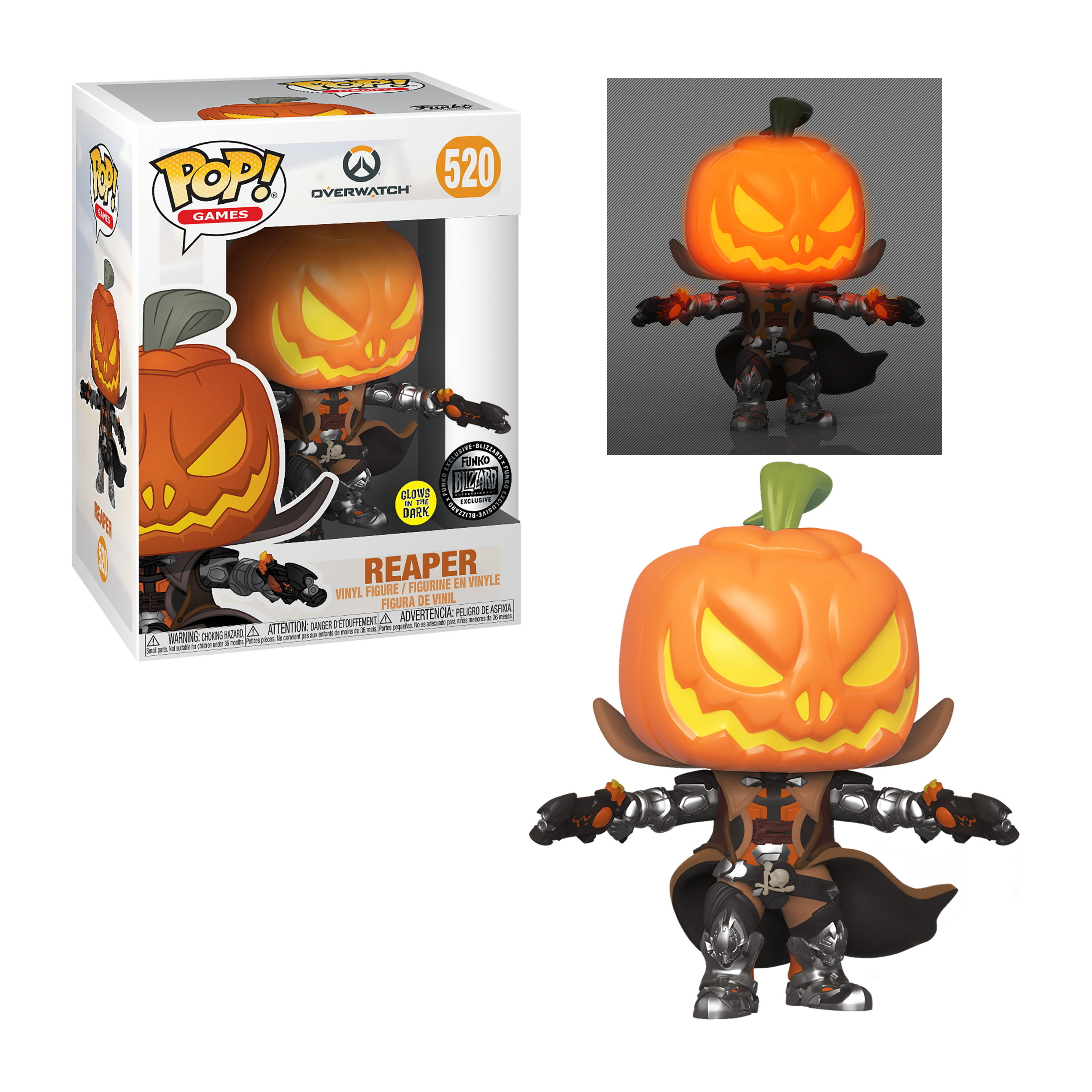 Funko Pop von Reaper aus Overwatch als Kürbis. Leuchtet im Dunkeln. Mit Box.