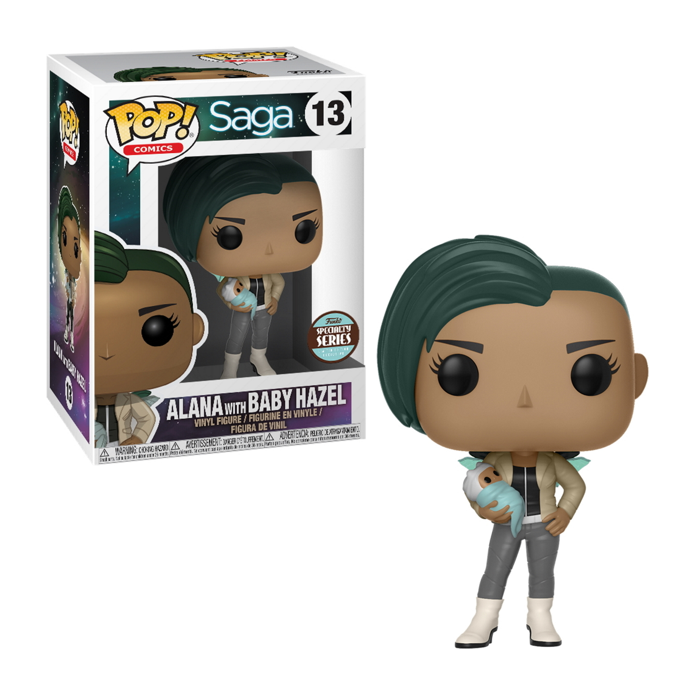 Funko Pop Figur von Alana mit Baby Hazel aus Saga Comics, mit Box.