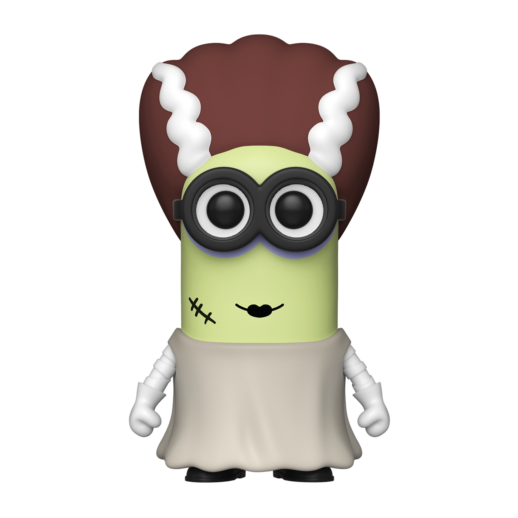 Ein Minion verkleidet als Braut von Frankenstein.