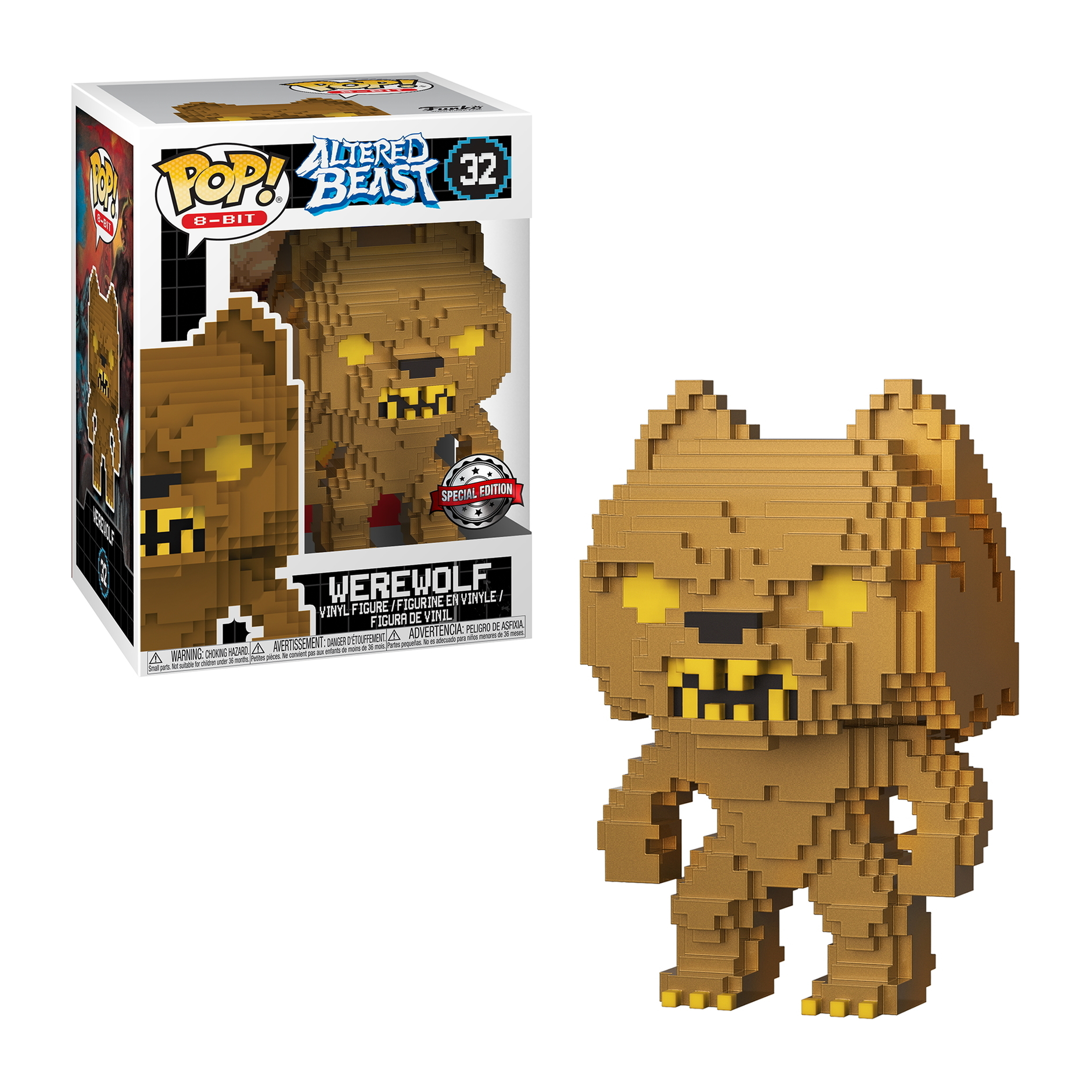 Werwolf-Figur, pixeliger Stil, in brauner Farbe, von Altered Beast.