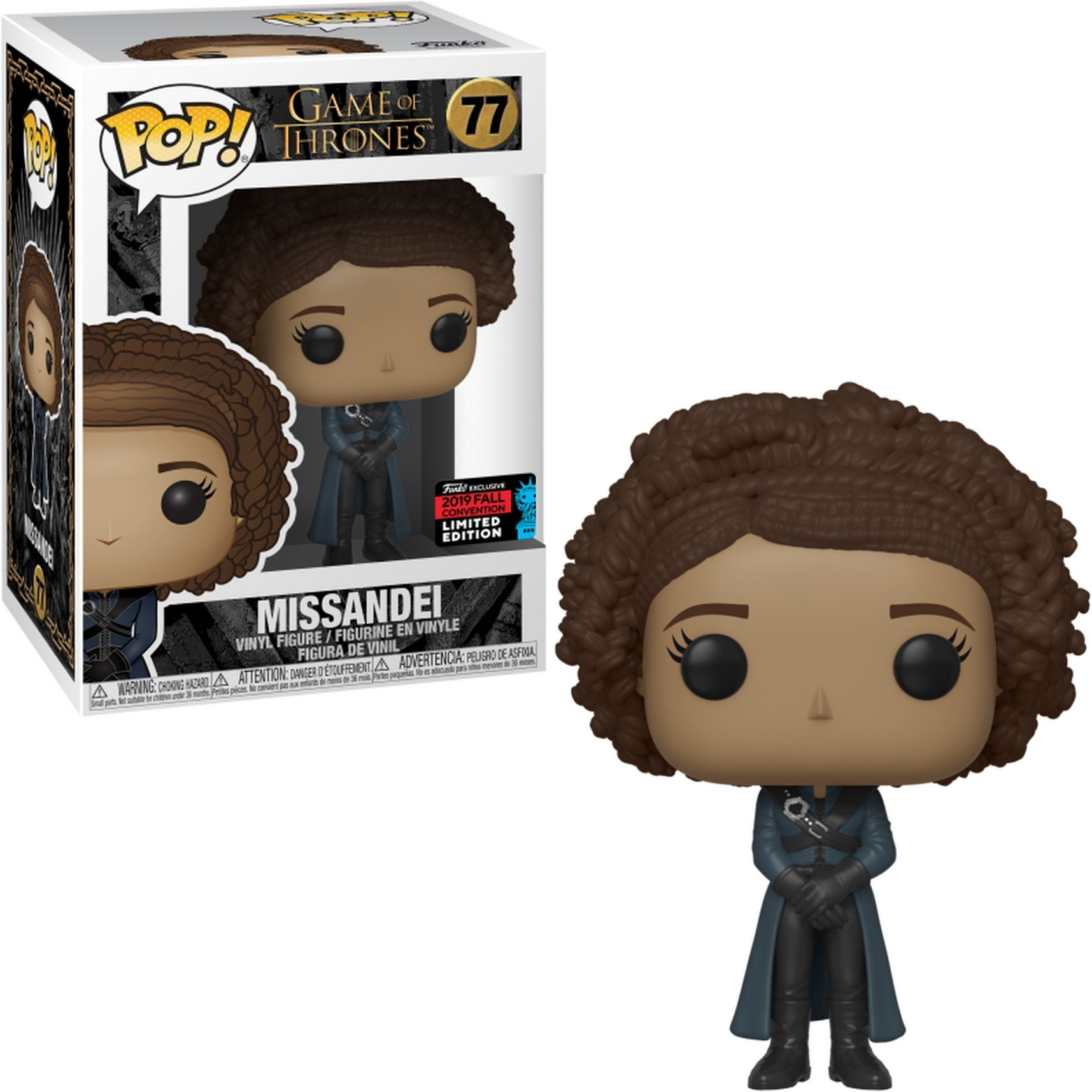 Funko Pop-Figur von Missandei aus Game of Thrones, trägt ein blaues Outfit.