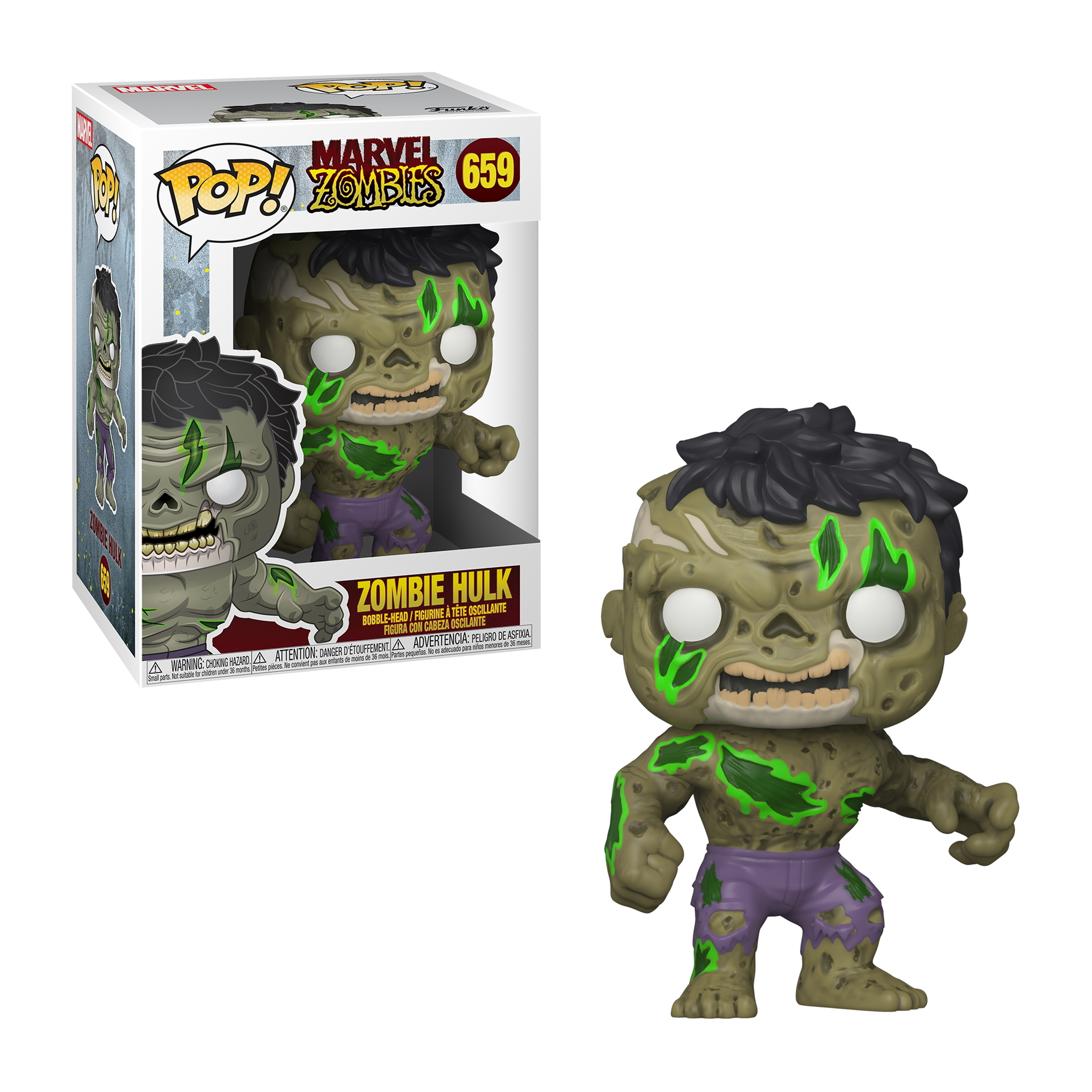 Zombie Hulk aus Marvel Zombies. Eine Funko Pop-Figur mit Box.