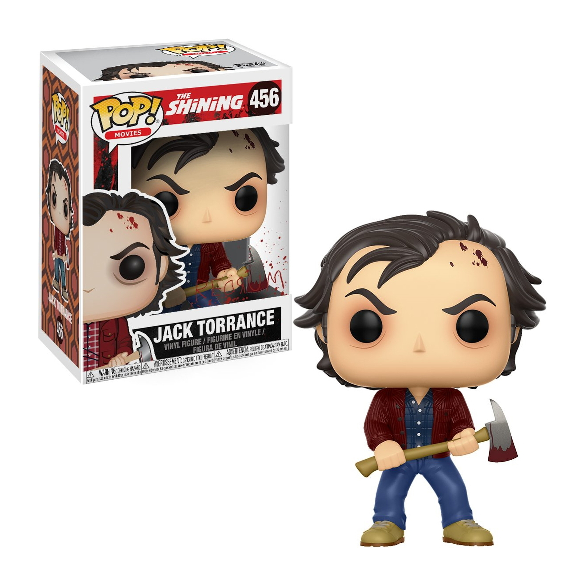 Funko Pop Figur von Jack Torrance aus Shining, hält eine Axt mit Blut.