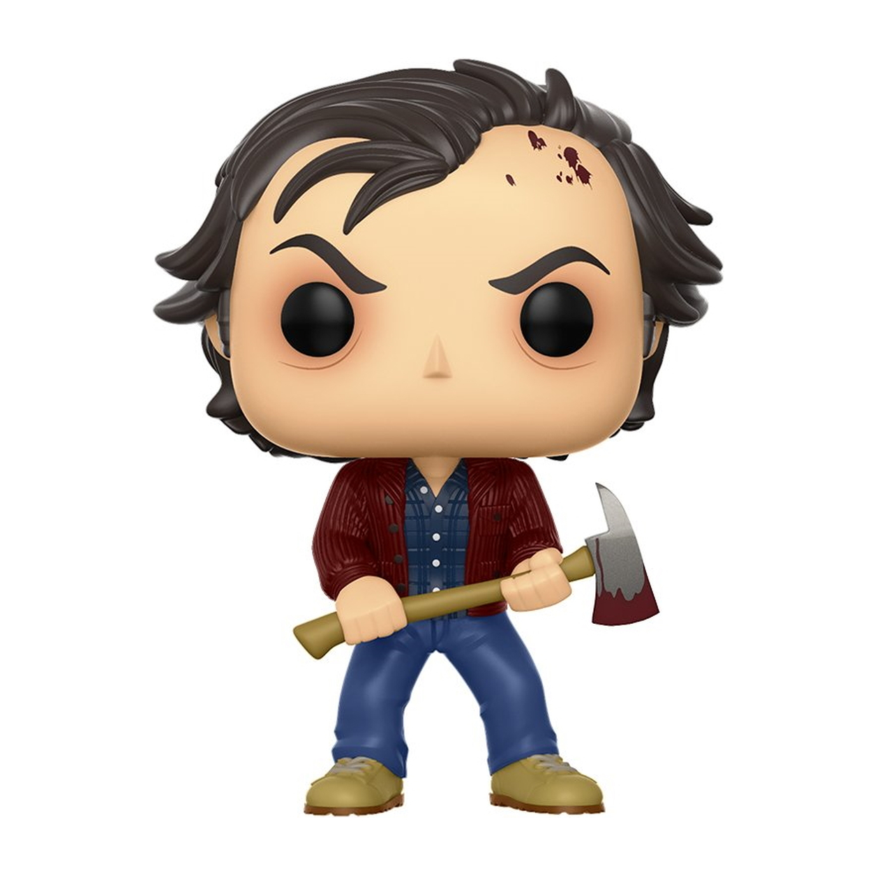 Funko Pop eines Mannes mit braunem Haar und einer Axt mit Blut darauf.