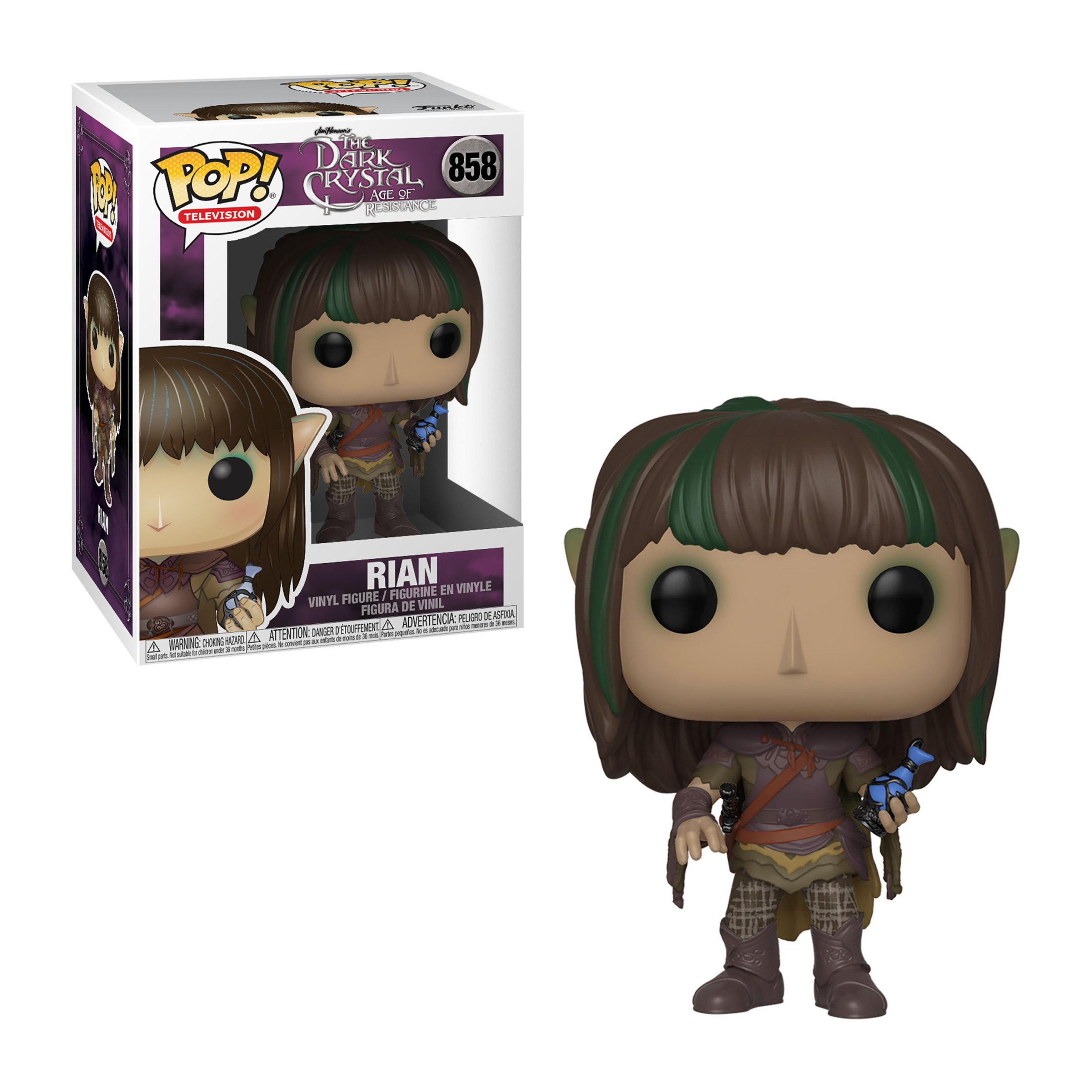 Funko Pop! Figur von Rian aus The Dark Crystal. Figur in der Box und Figur außerhalb.