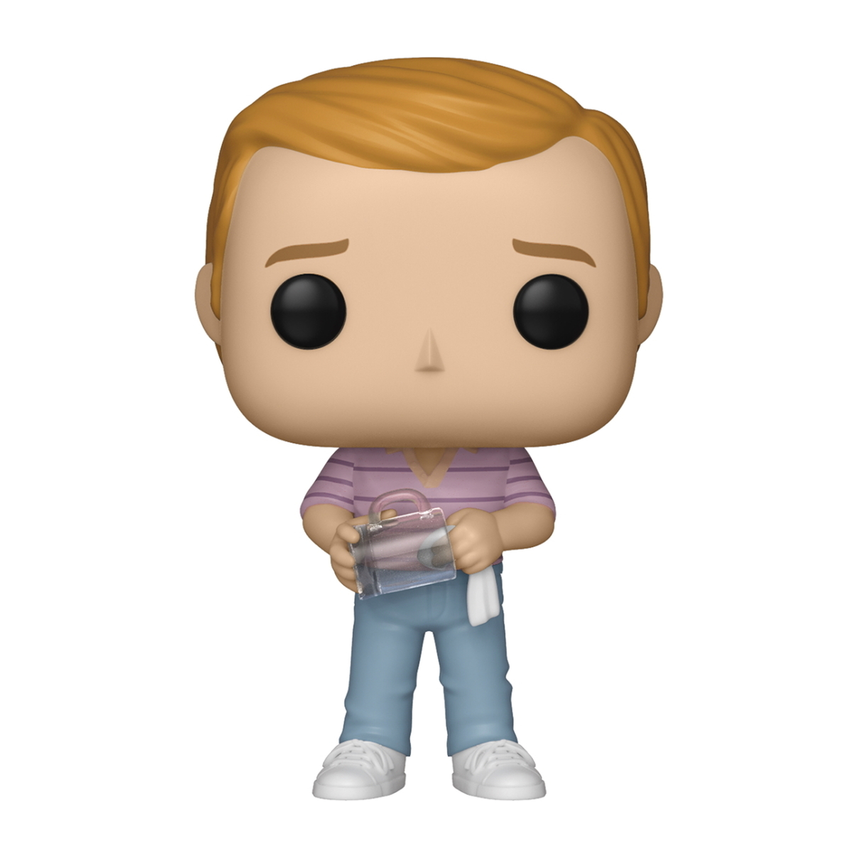 Funko Pop Figur eines Mannes, der ein Glas und ein weißes Handtuch hält, lächelnd.
