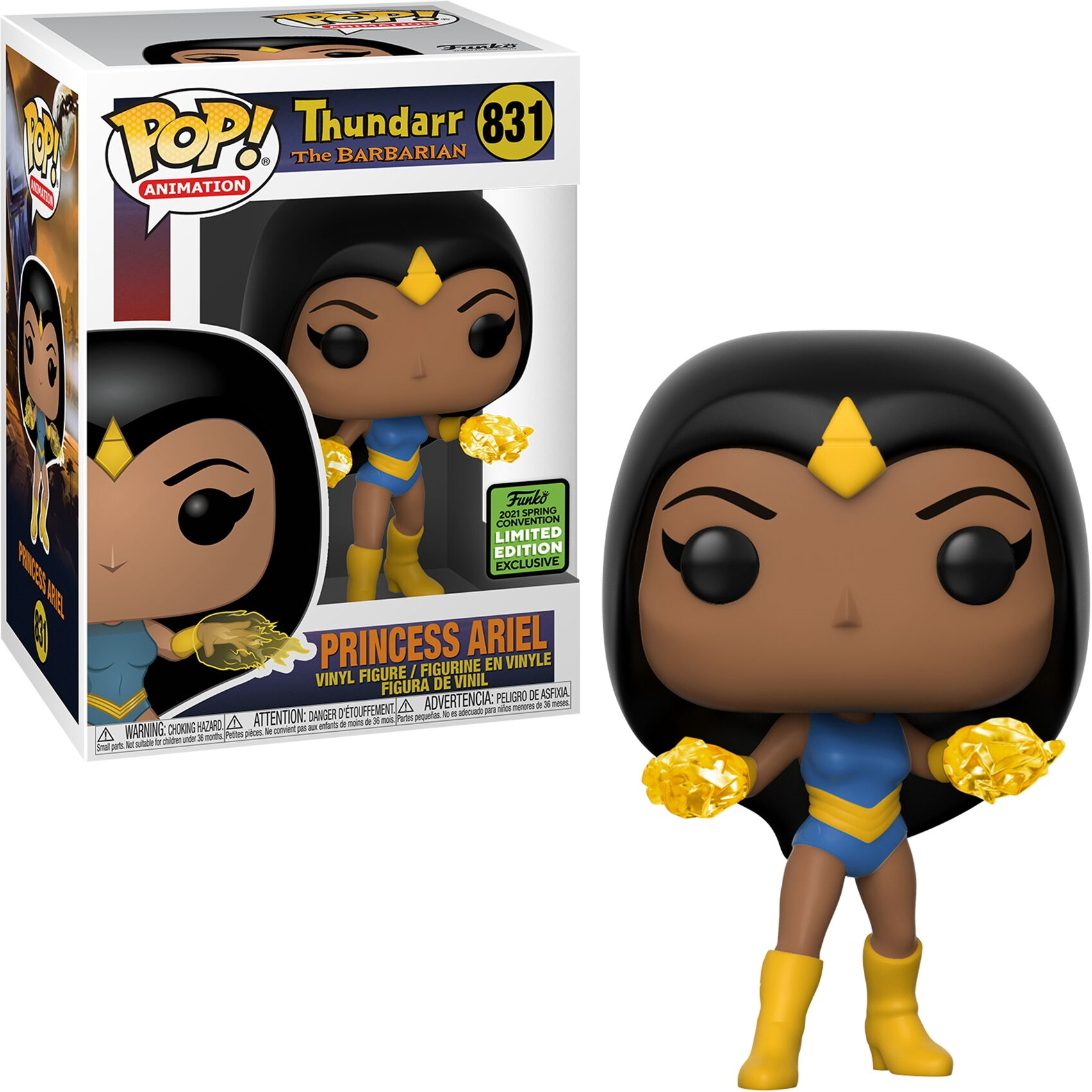 Eine Funko Pop Figur von Prinzessin Ariel aus Thundarr the Barbarian. Sie ist in einer Box.