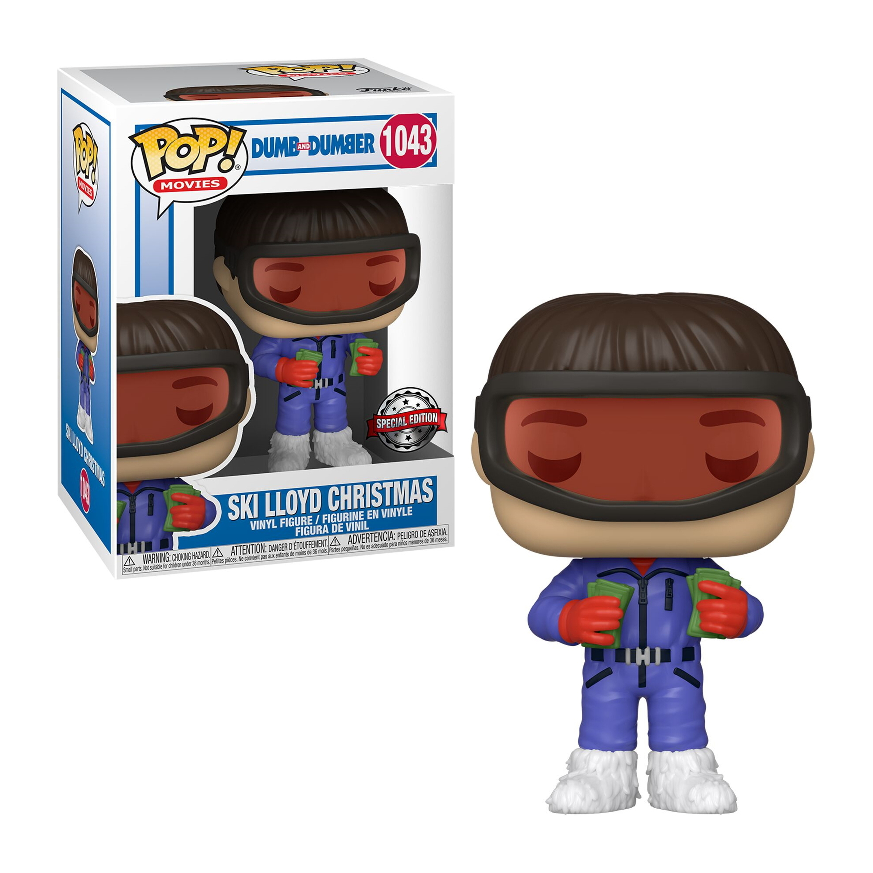 Funko Pop! von Ski Lloyd aus Dumm und Dümmer, hält Geld, trägt Skiausrüstung und eine Brille.