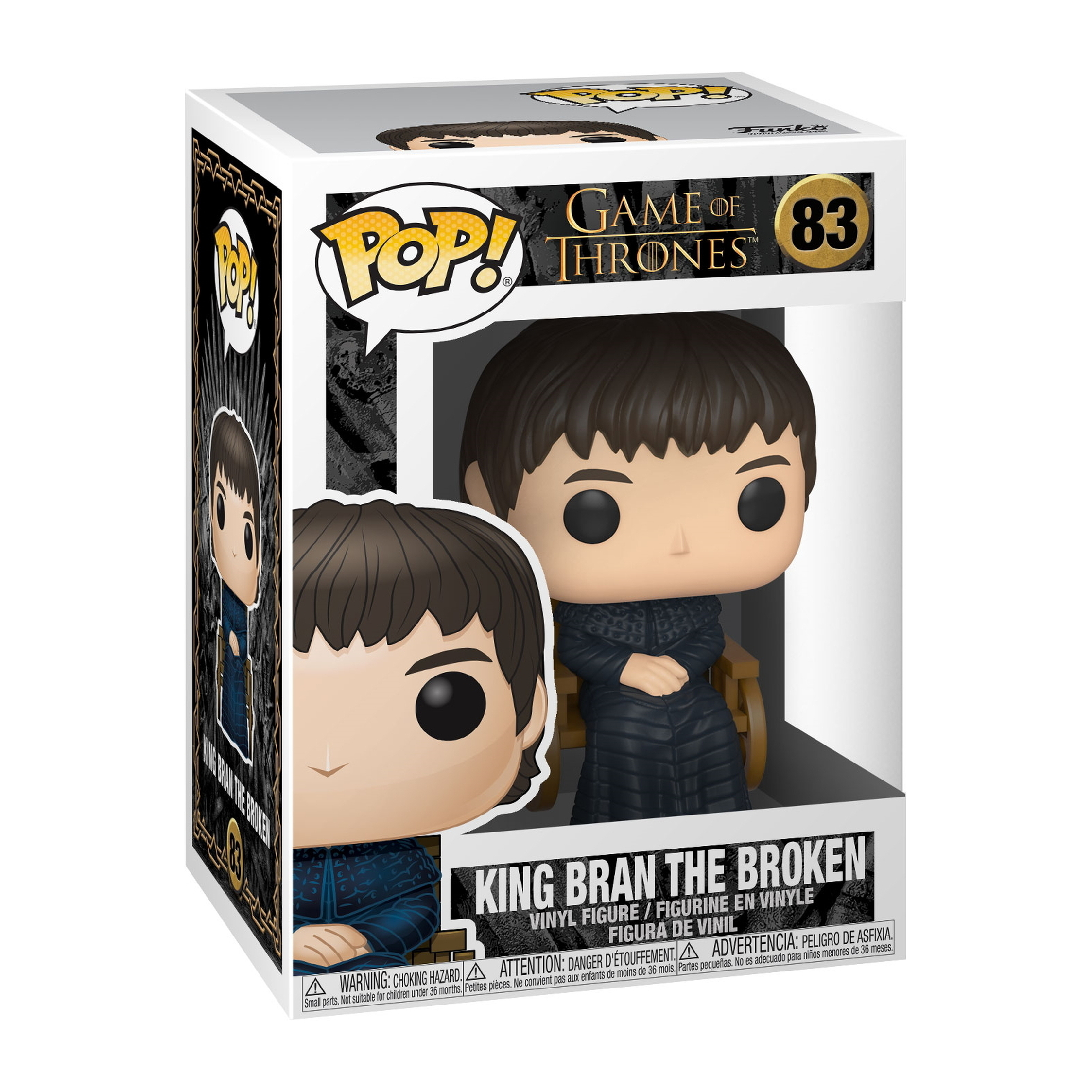 Funko Pop! figura di Re Bran il Rotto de Il Trono di Spade, in scatola. Sfondo bianco.