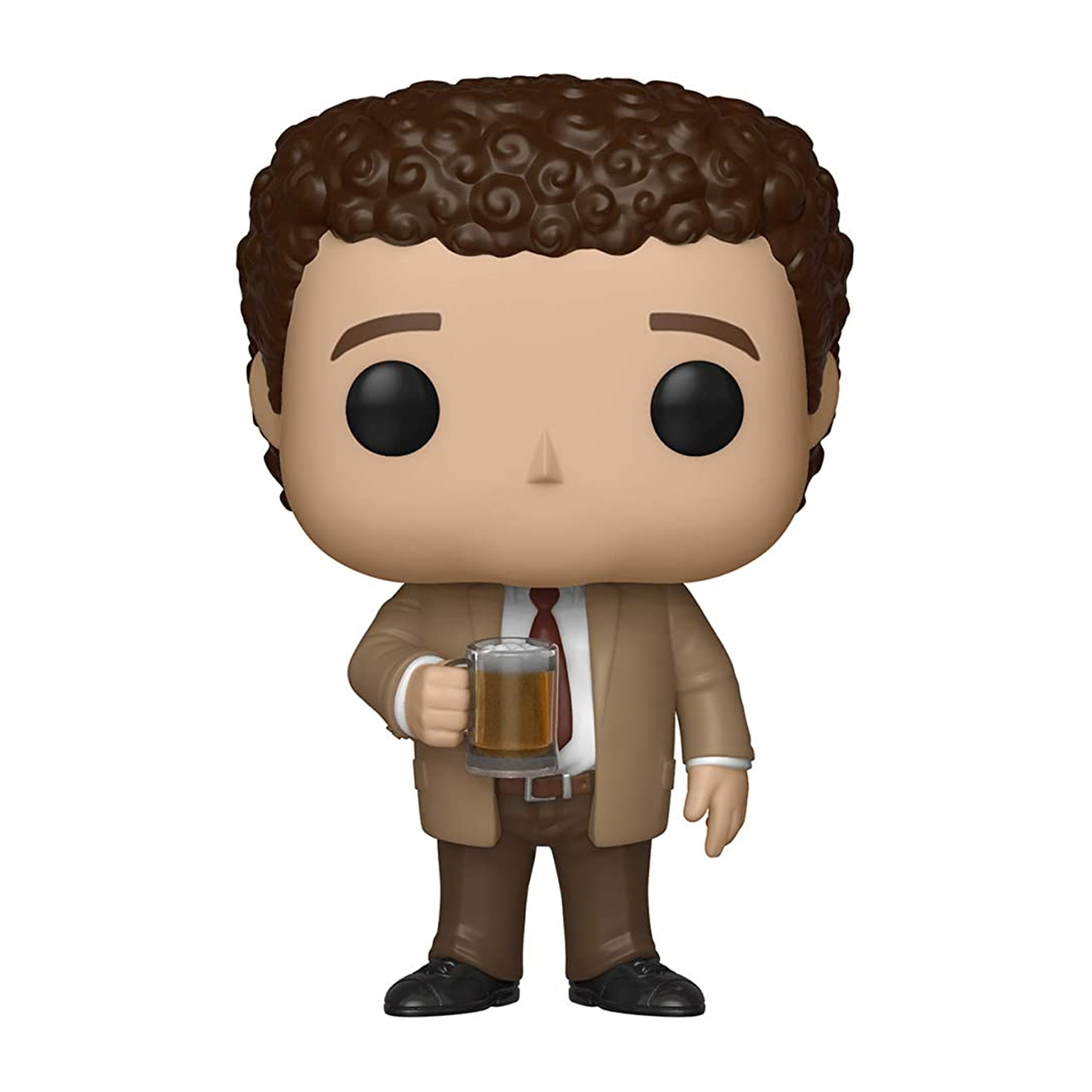 Figura Funko Pop di un uomo in abito marrone con un boccale di birra.