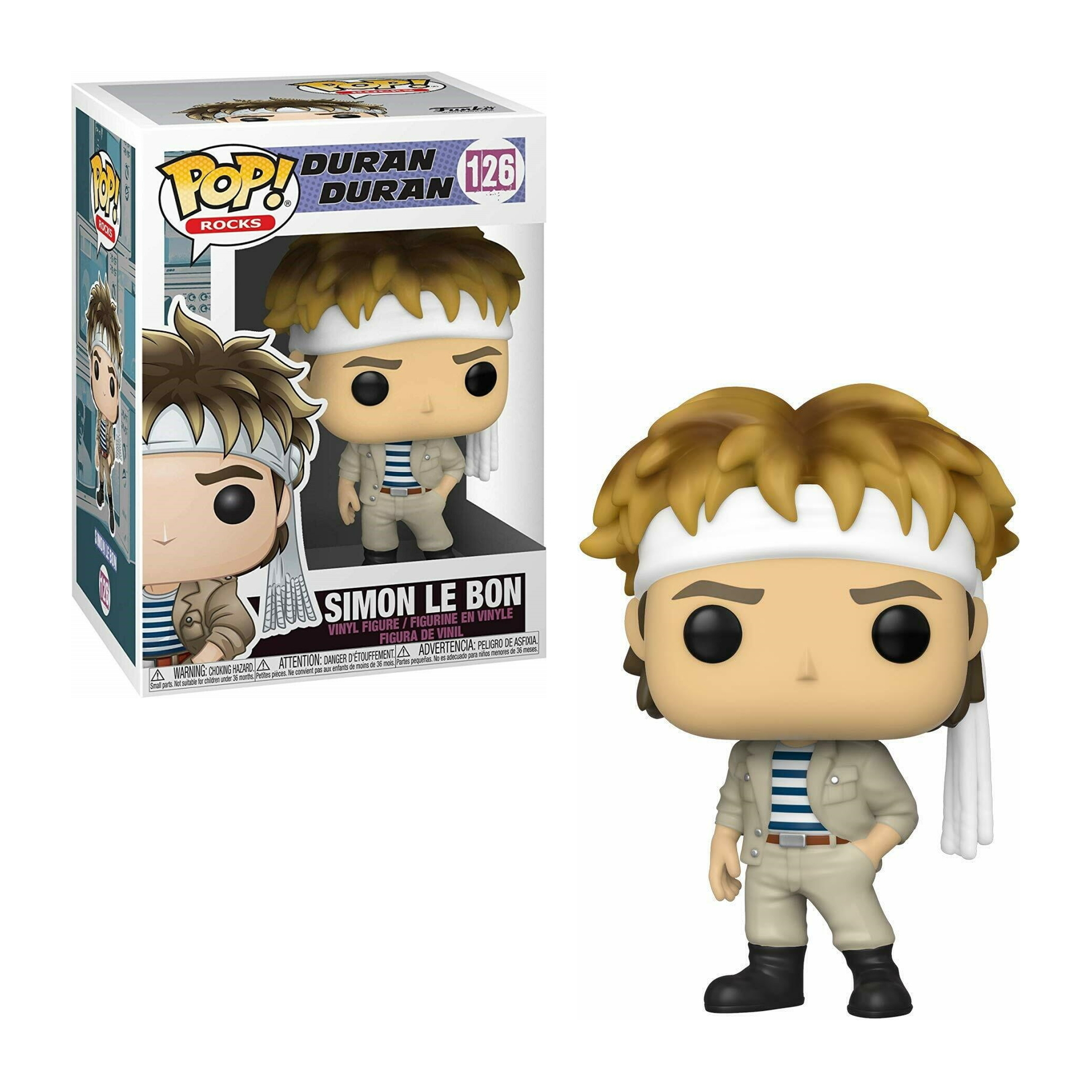 Duran Duran's Simon Le Bon Funko Pop Figur in und aus der Box.
