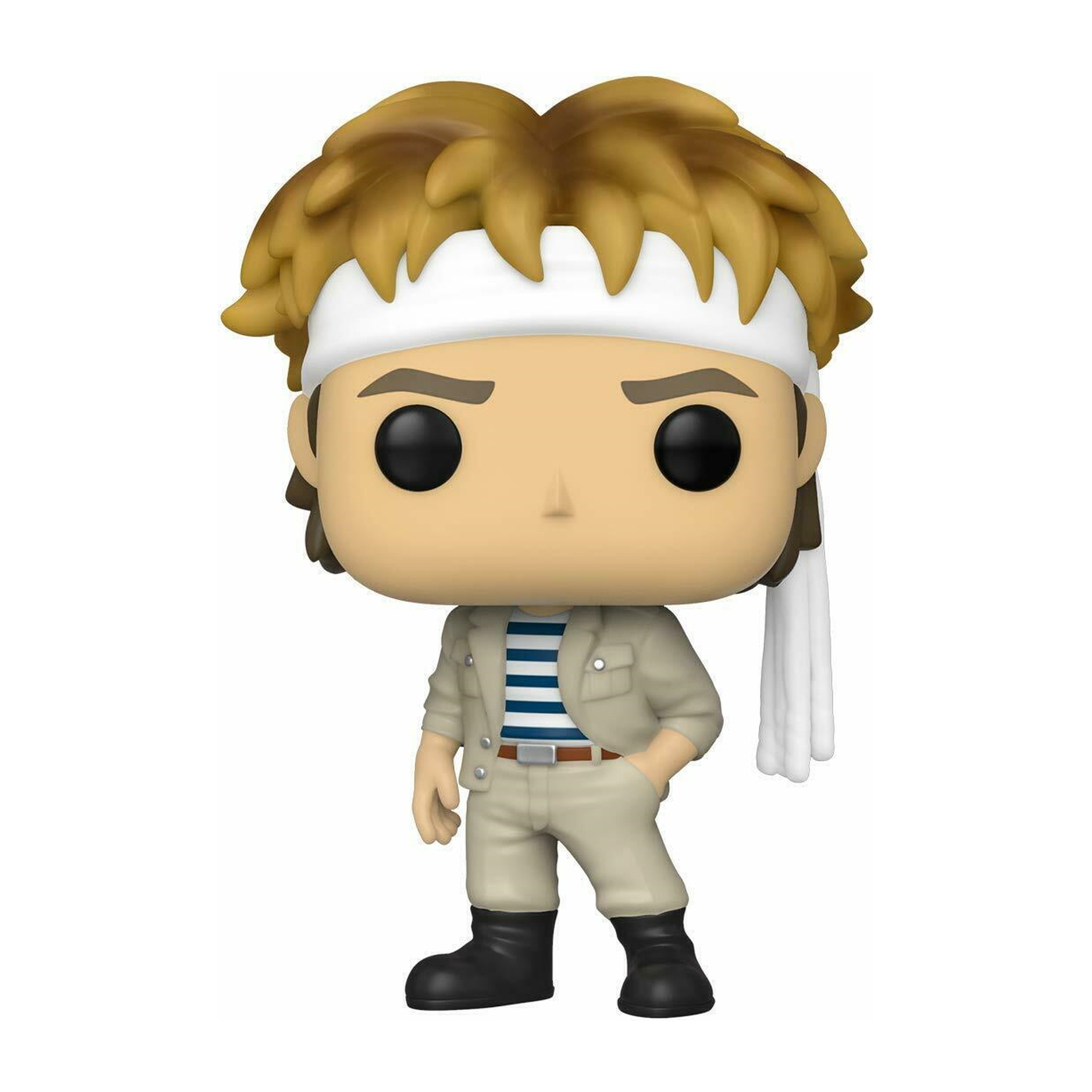 Mannfigur mit blonden Haaren, weißem Stirnband und beiger Uniform. Pop!