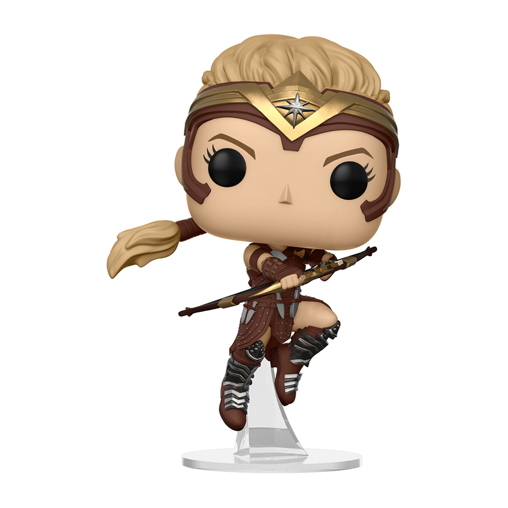 Eine weibliche Krieger-Funko Pop Figur. Sie trägt ein braunes Outfit und hält Pfeil und Bogen.