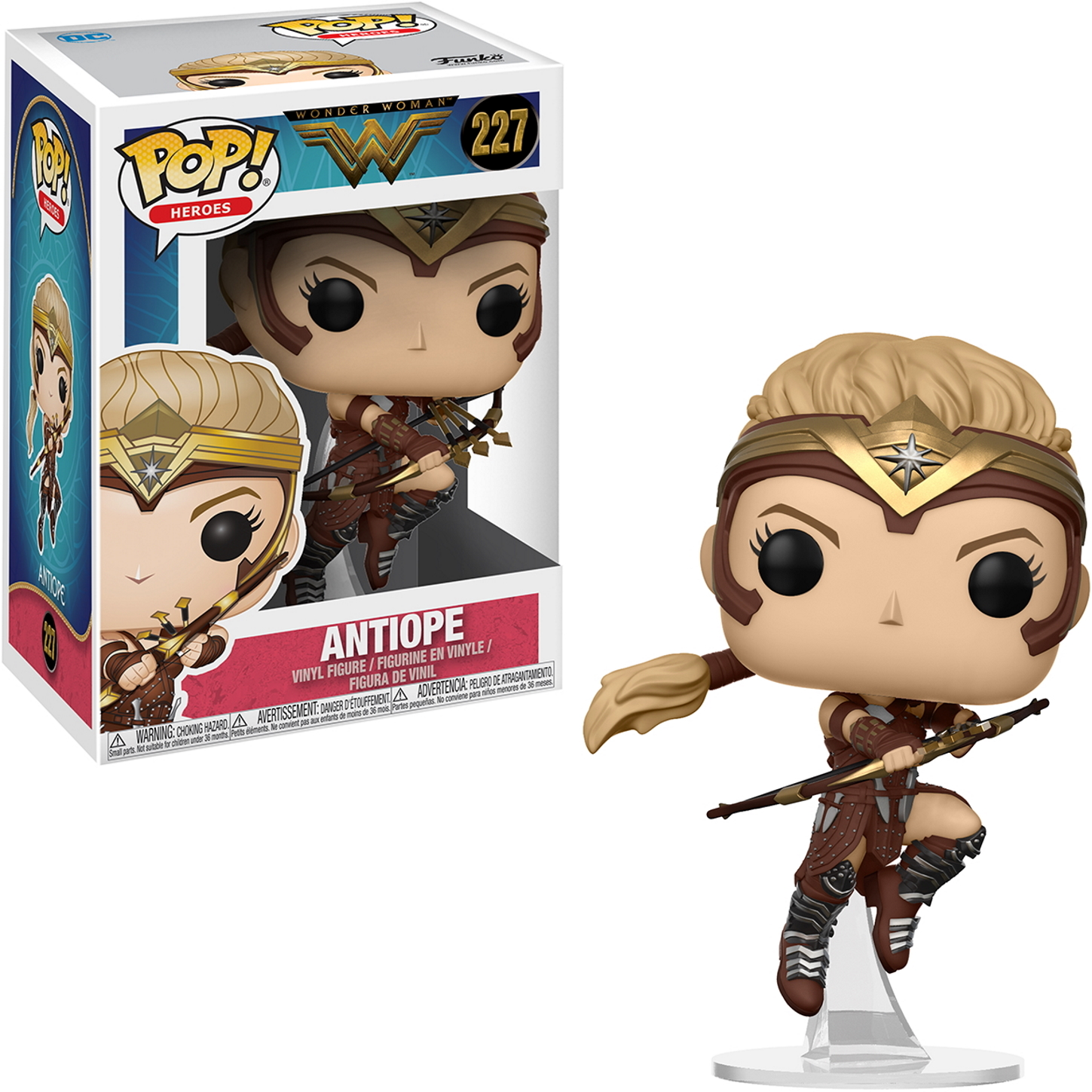 Antiope Funko Pop Figur mit Pfeil und Bogen, mit Box.