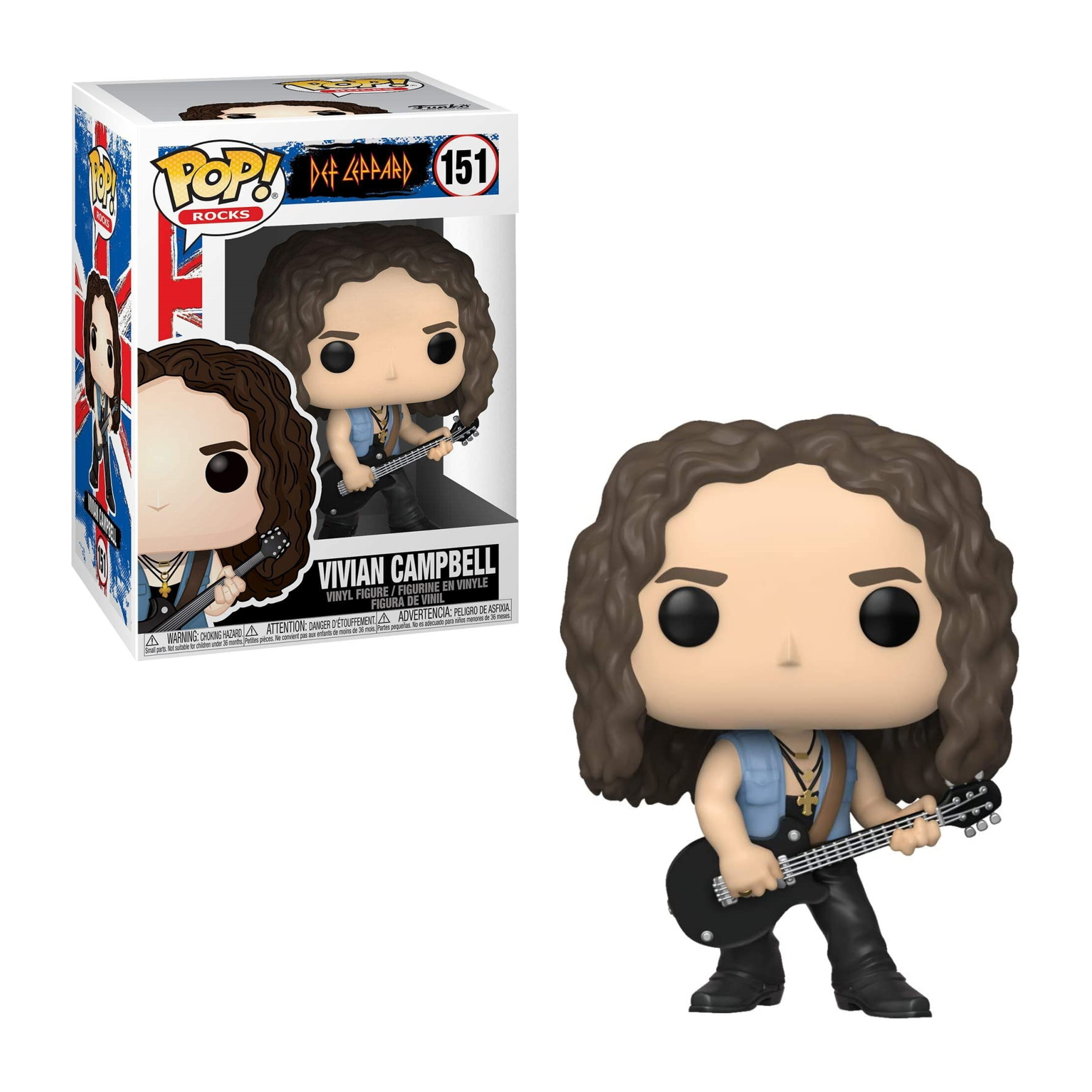 Funko Pop Figur von Vivian Campbell von Def Leppard mit Gitarre.
