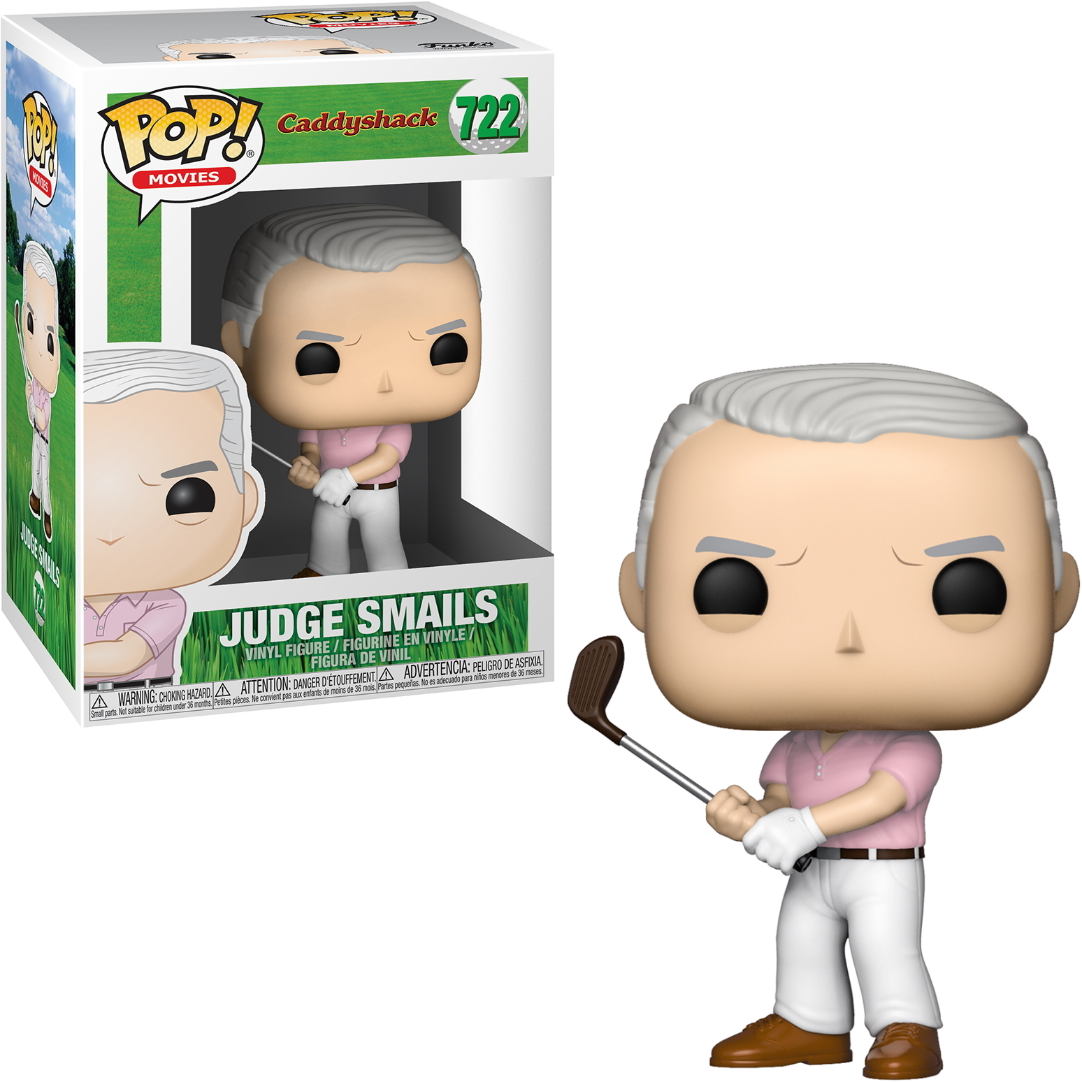 Richter Smails Funko Pop Figur, in rosa Hemd und Golfkleidung, hält einen Golfschläger.