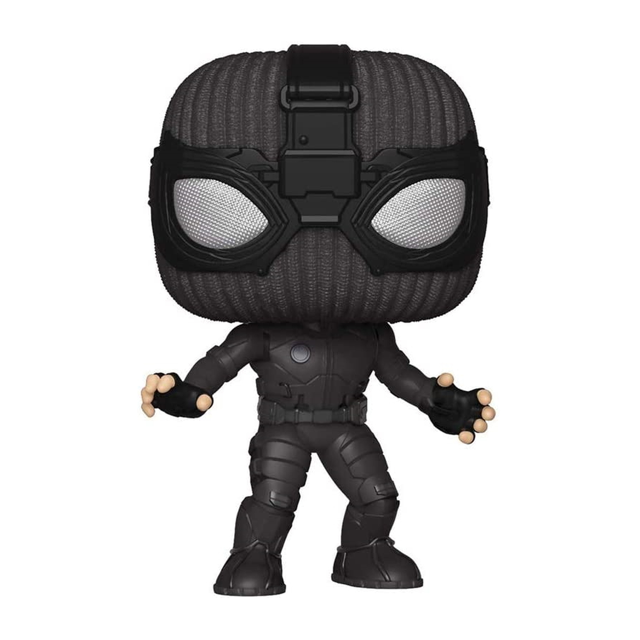 Figurina di Spider-Man Night Monkey in tuta e maschera nere. Scatola mostra.
