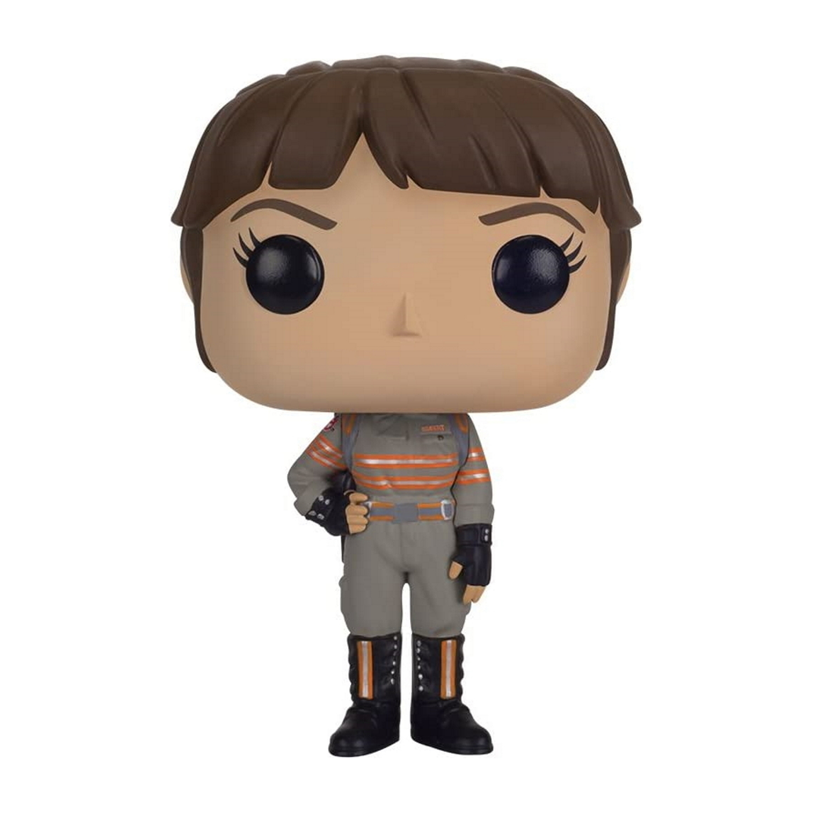 Funko Pop postaci z Ghostbusters w szarym mundurze. Ma czarne rękawice i buty.