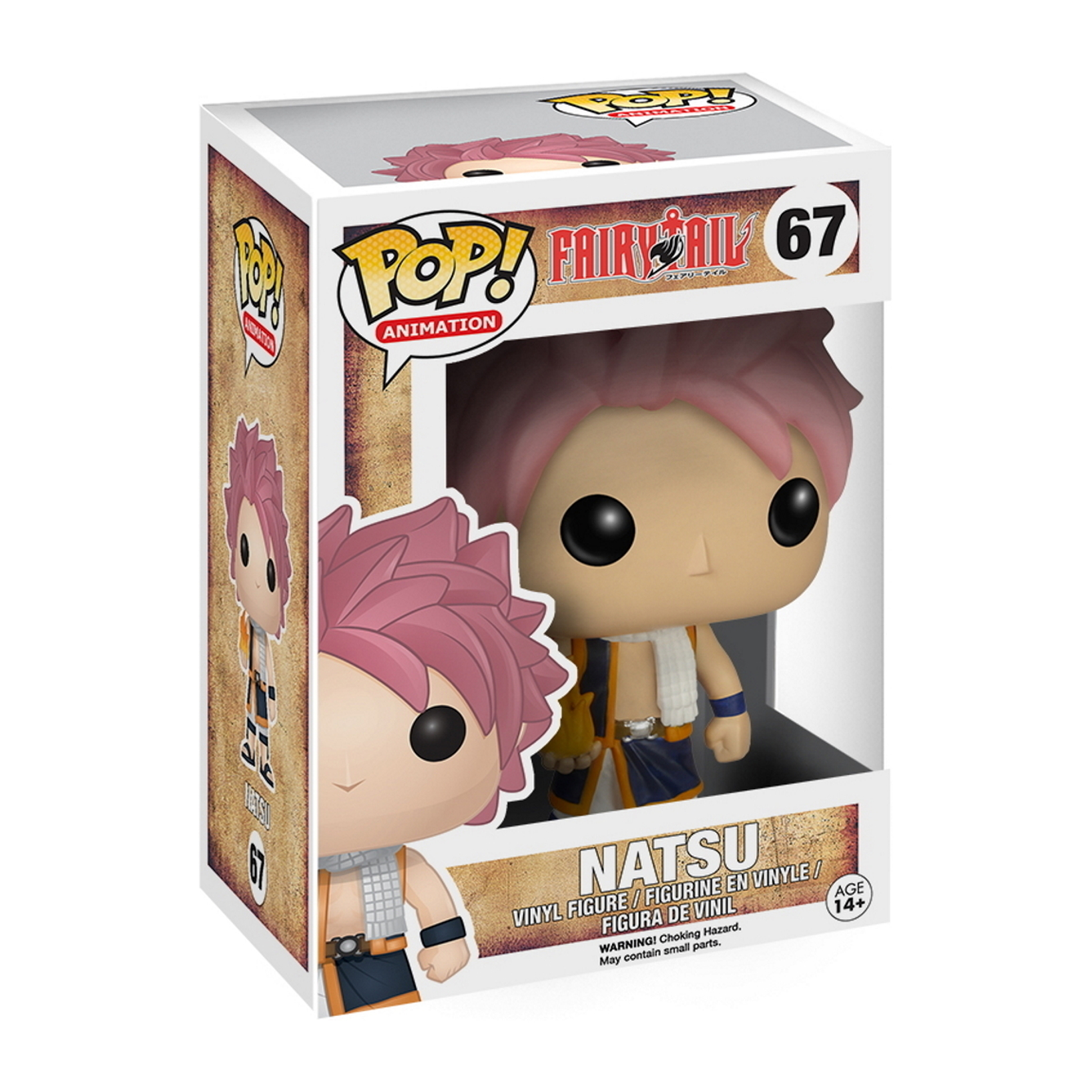 Eine Funko Pop Figur von Natsu aus Fairy Tail, in einer Box.