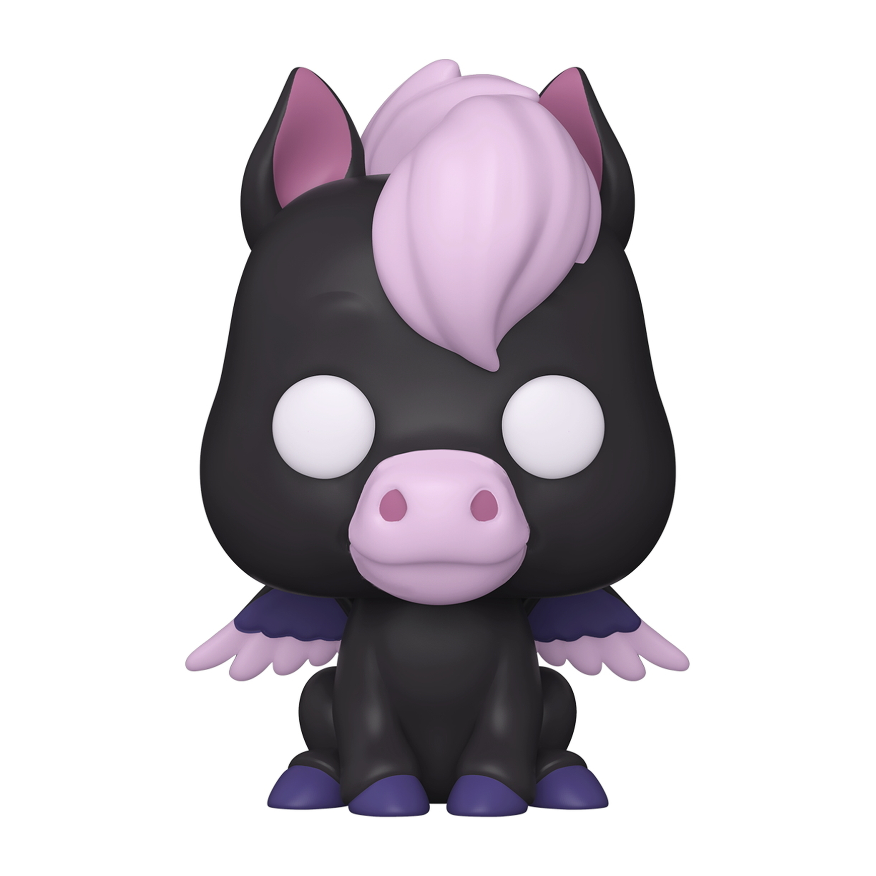 Figura di Pegaso nero Funko Pop!. Corpo nero, criniera rosa, orecchie rosa, ali viola.