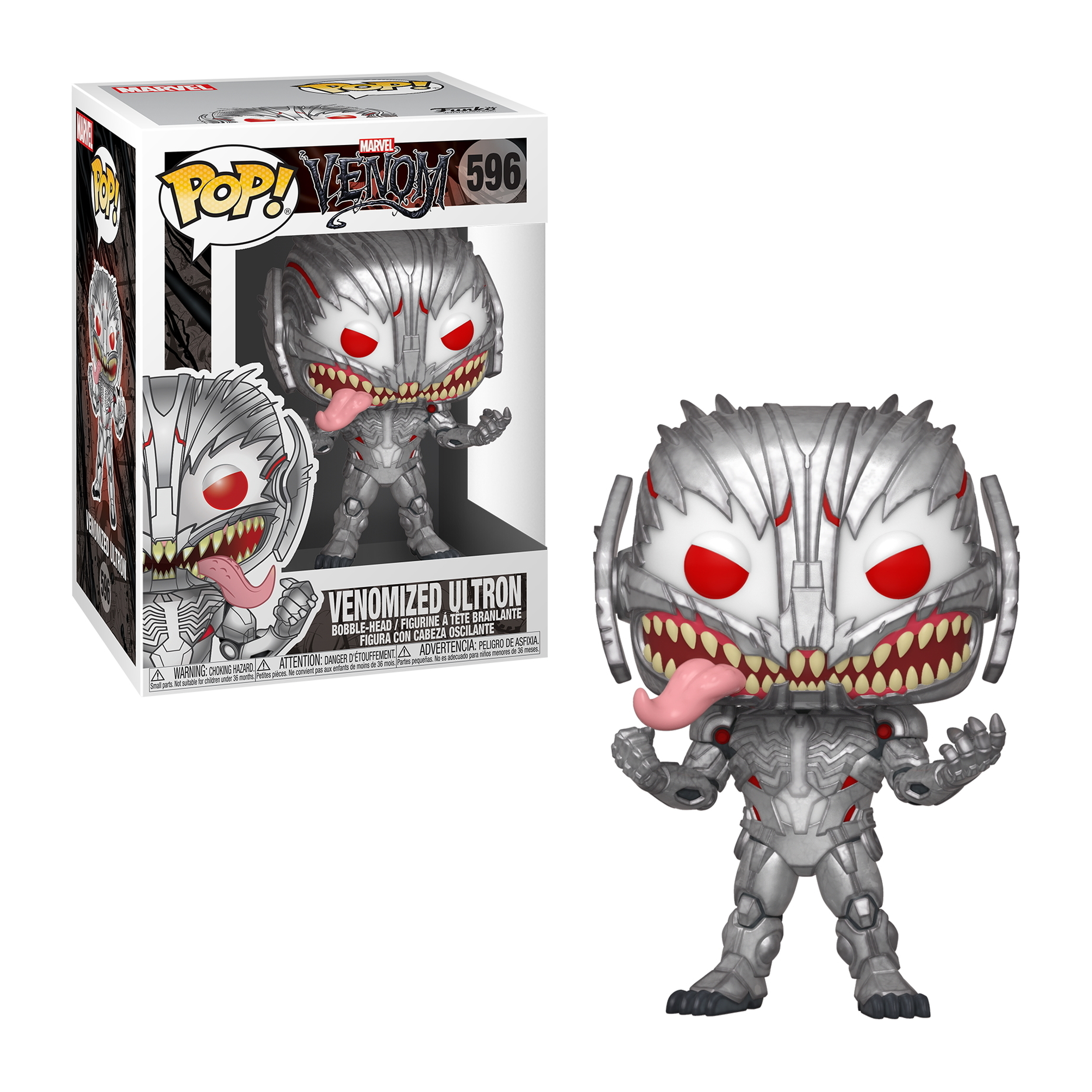 Venomized Ultron Funko Pop Figur mit herausgestreckter Zunge.