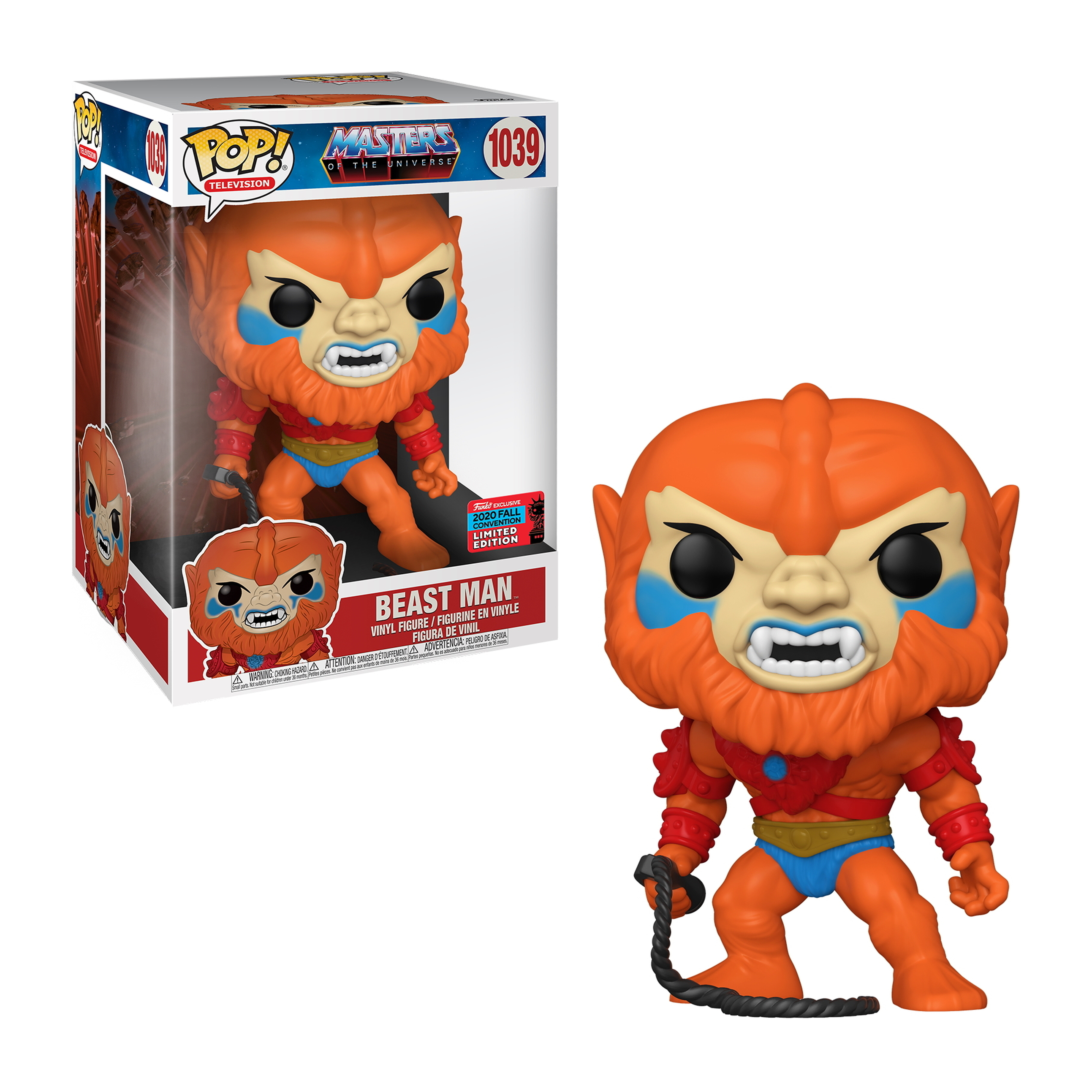 Beast Man Figur aus Masters of the Universe, in einer Box und als Einzelbild.