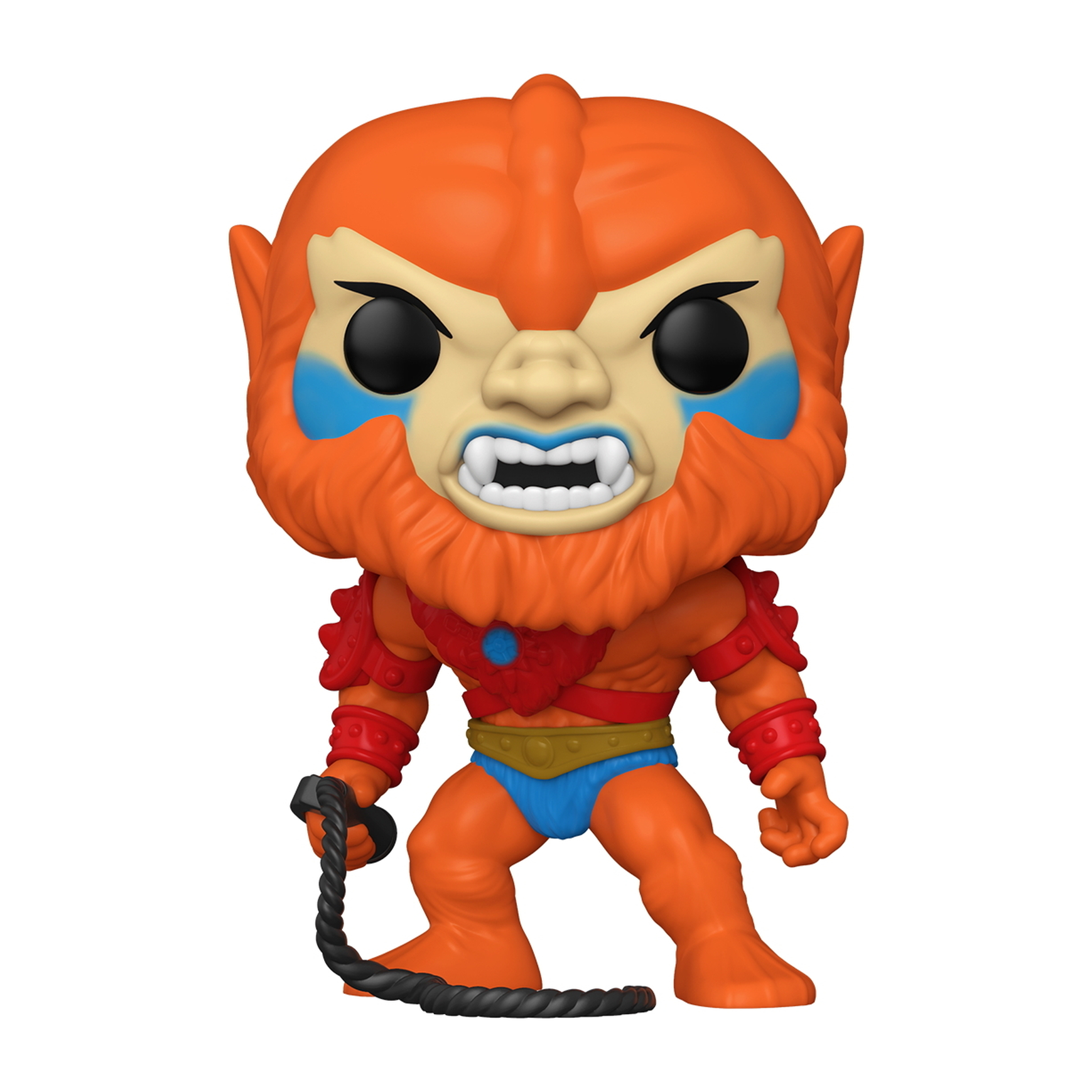 Orange Monster Funko Pop Figur mit blauen Akzenten und einer Peitsche.