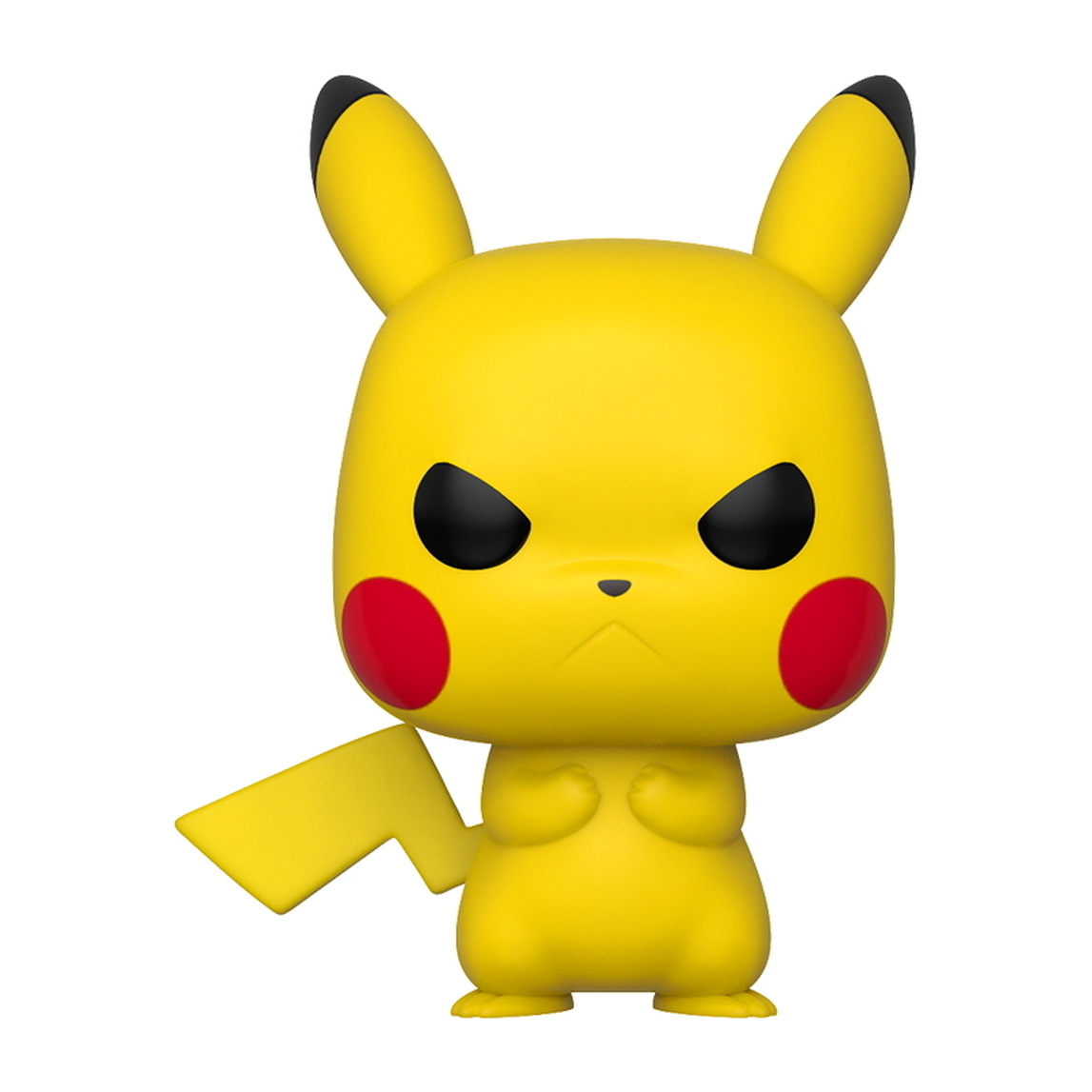 Figura di Pikachu giallo con occhi neri, cerchi rossi sulle guance e coda a forma di fulmine.