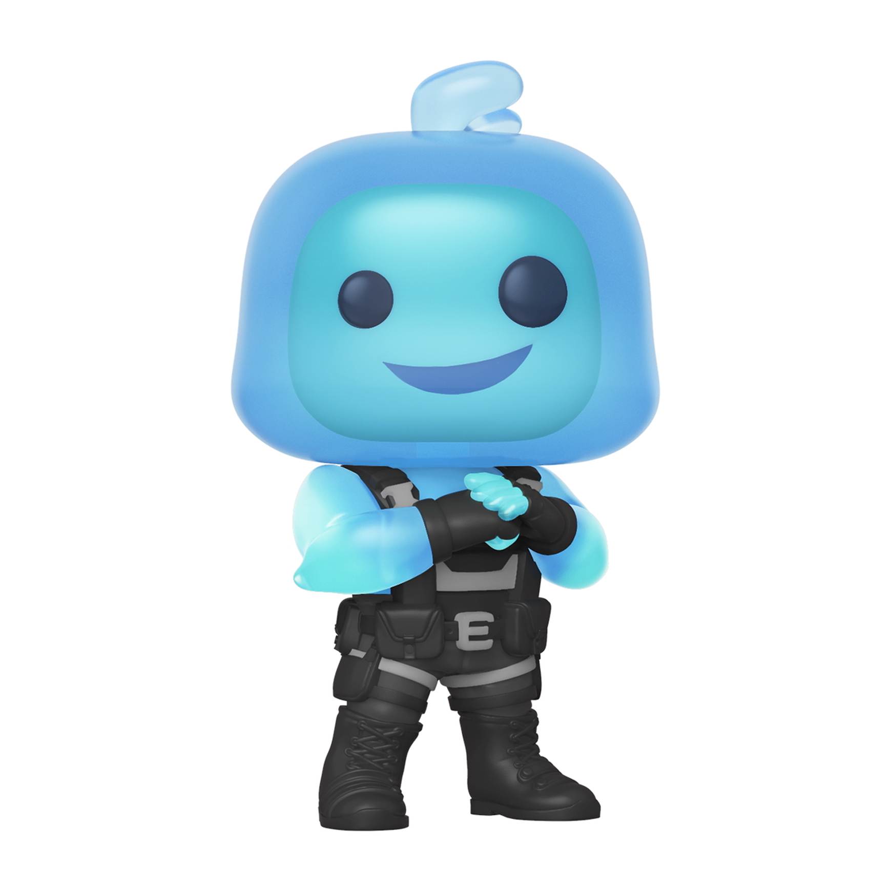 Funko Pop! Figur einer blauen, geisterartigen Figur mit verschränkten Armen. Weißer Hintergrund.