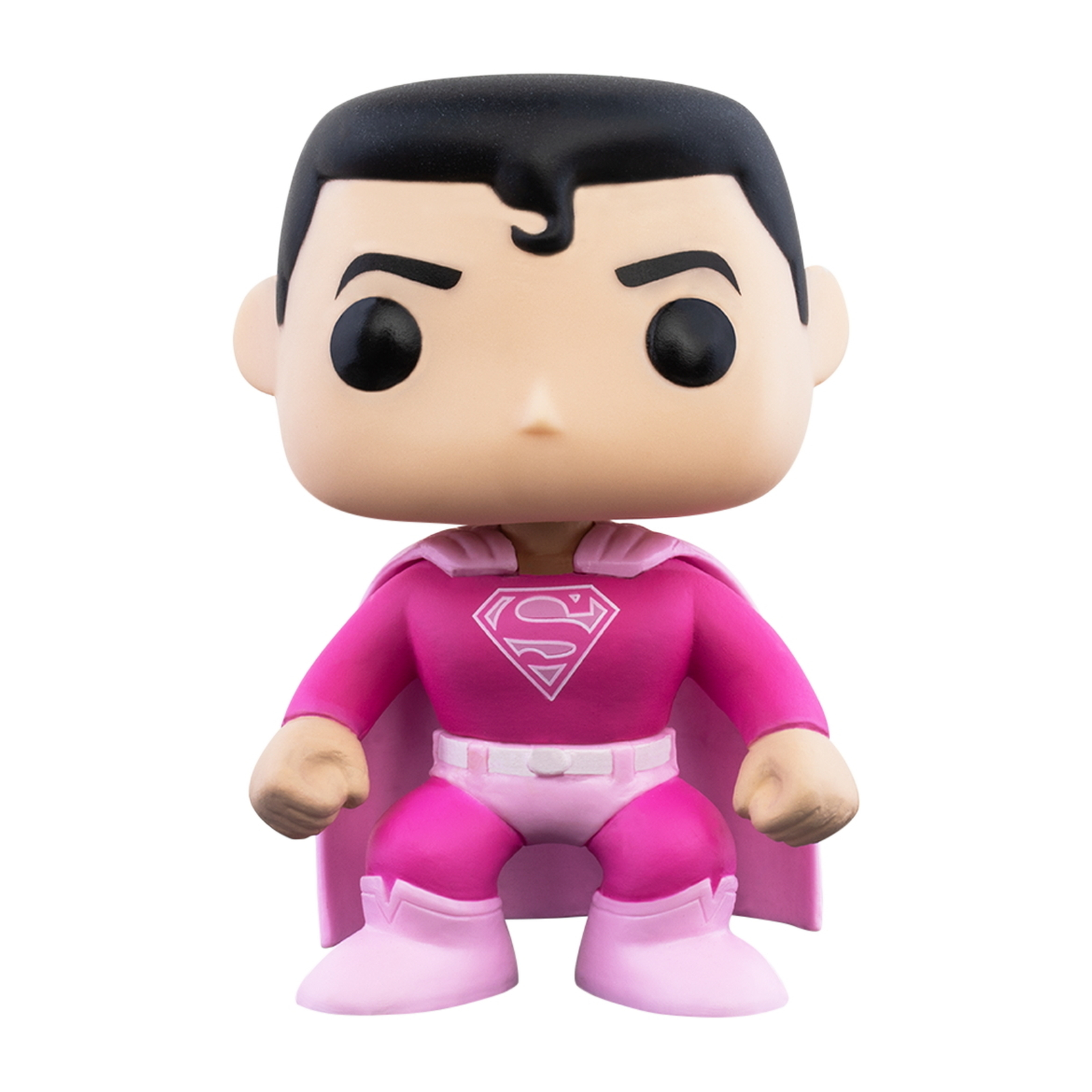 Superman aus Superman: The Animated Series. Er trägt einen pinken Anzug. Funko Pop.