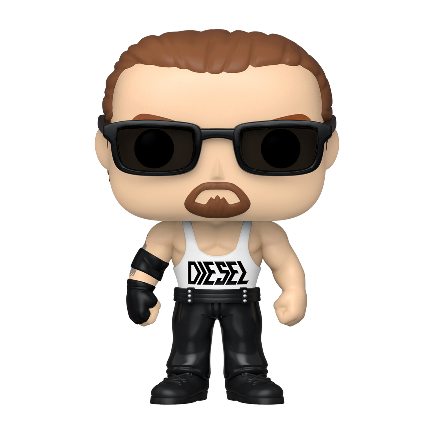 Funko Pop Figur von Diesel in weißem Tanktop, Sonnenbrille und schwarzer Hose.
