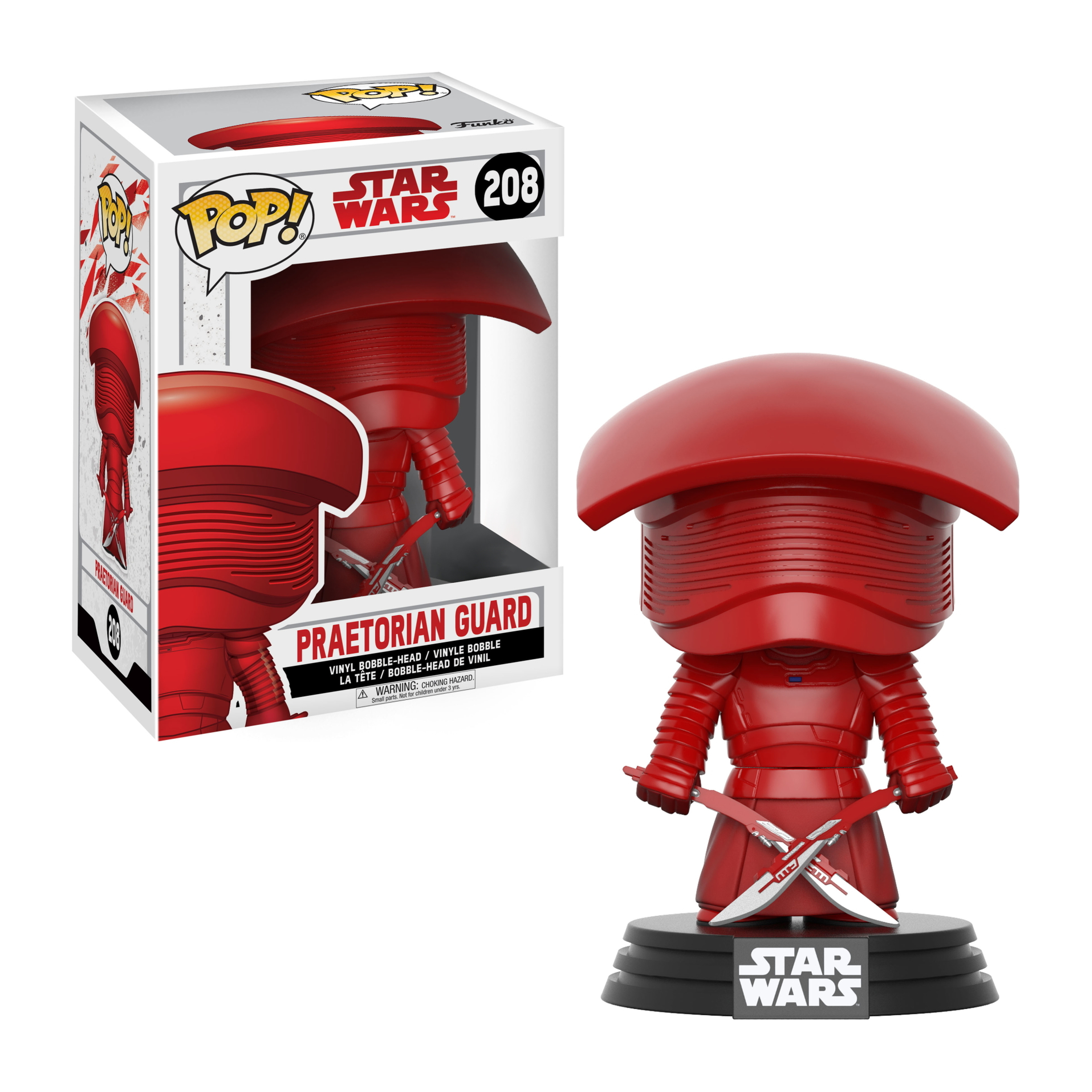Praetorian Guard Funko Pop Figur, rote Rüstung, zwei gekreuzte Schwerter, auf schwarzem Ständer.