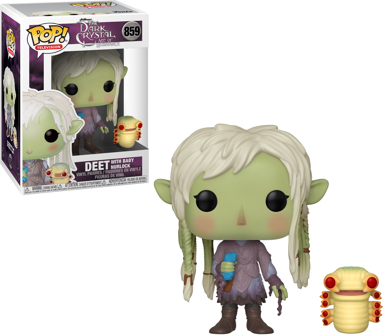 Una figura Funko Pop di Deet con una piccola figura di Nurlock in una scatola.