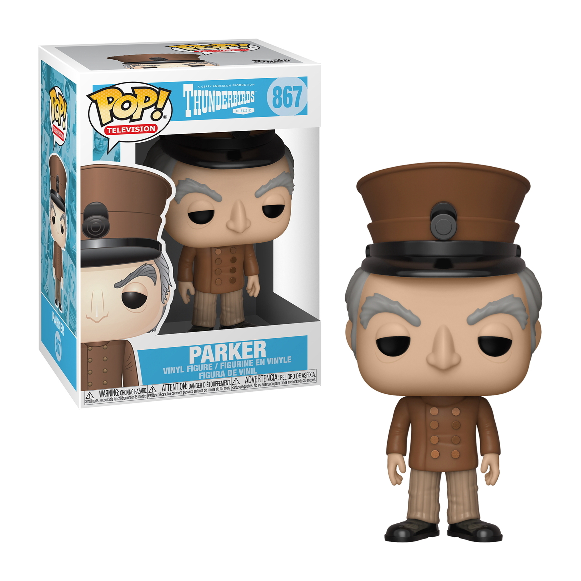 Un Funko Pop di un uomo in uniforme marrone e cappello.