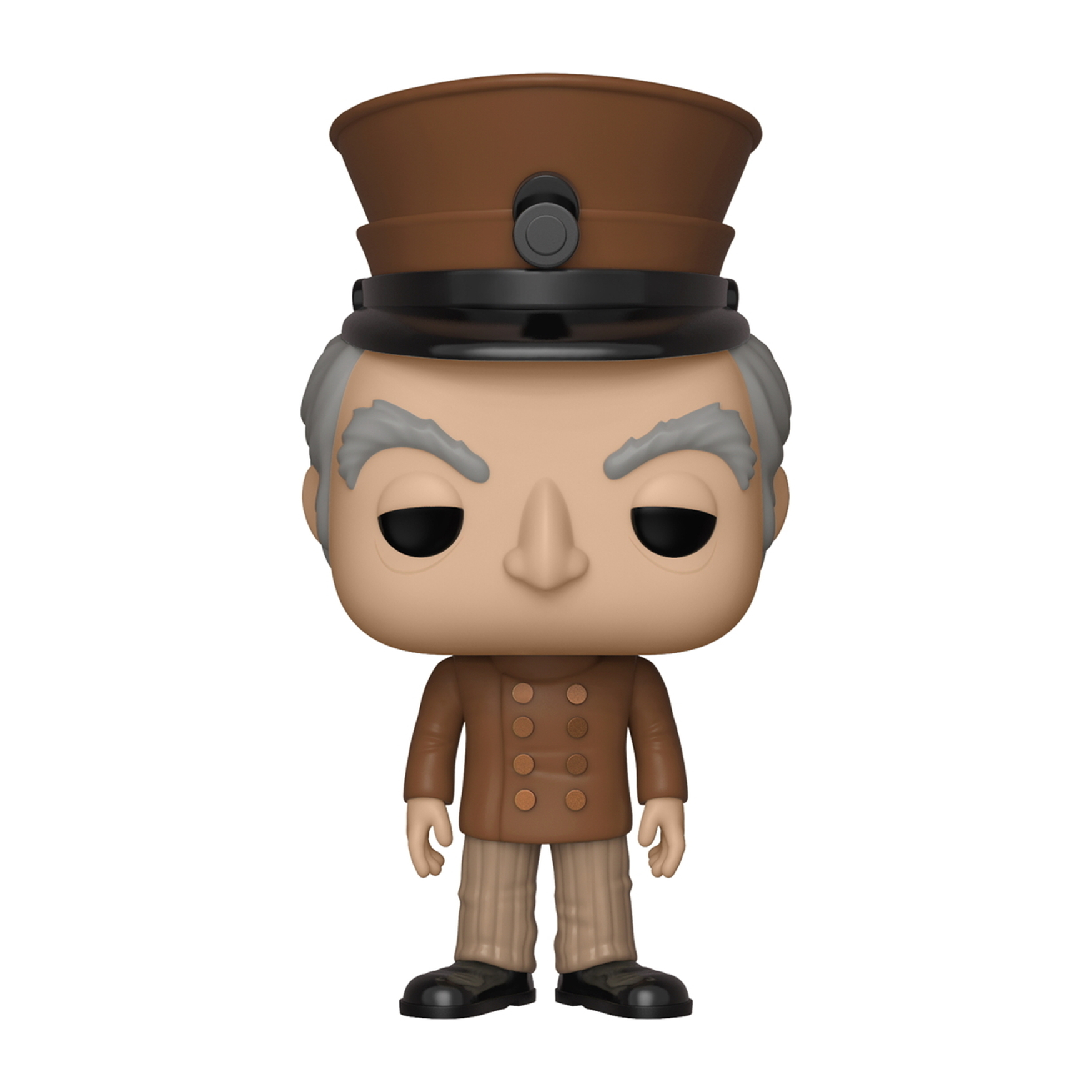 Una figura Funko Pop di un uomo in uniforme e cappello marrone.