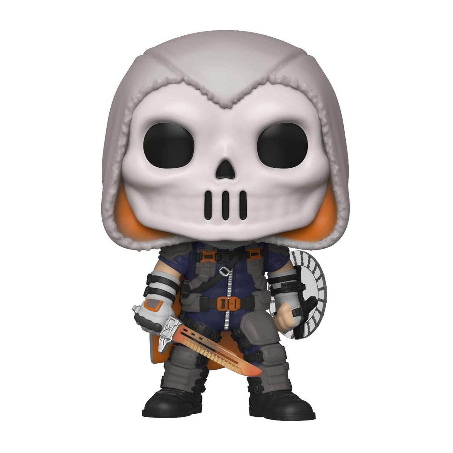 Figura Funko Pop di Taskmaster. È una figura mascherata di bianco con un volto a forma di teschio, che tiene una spada.