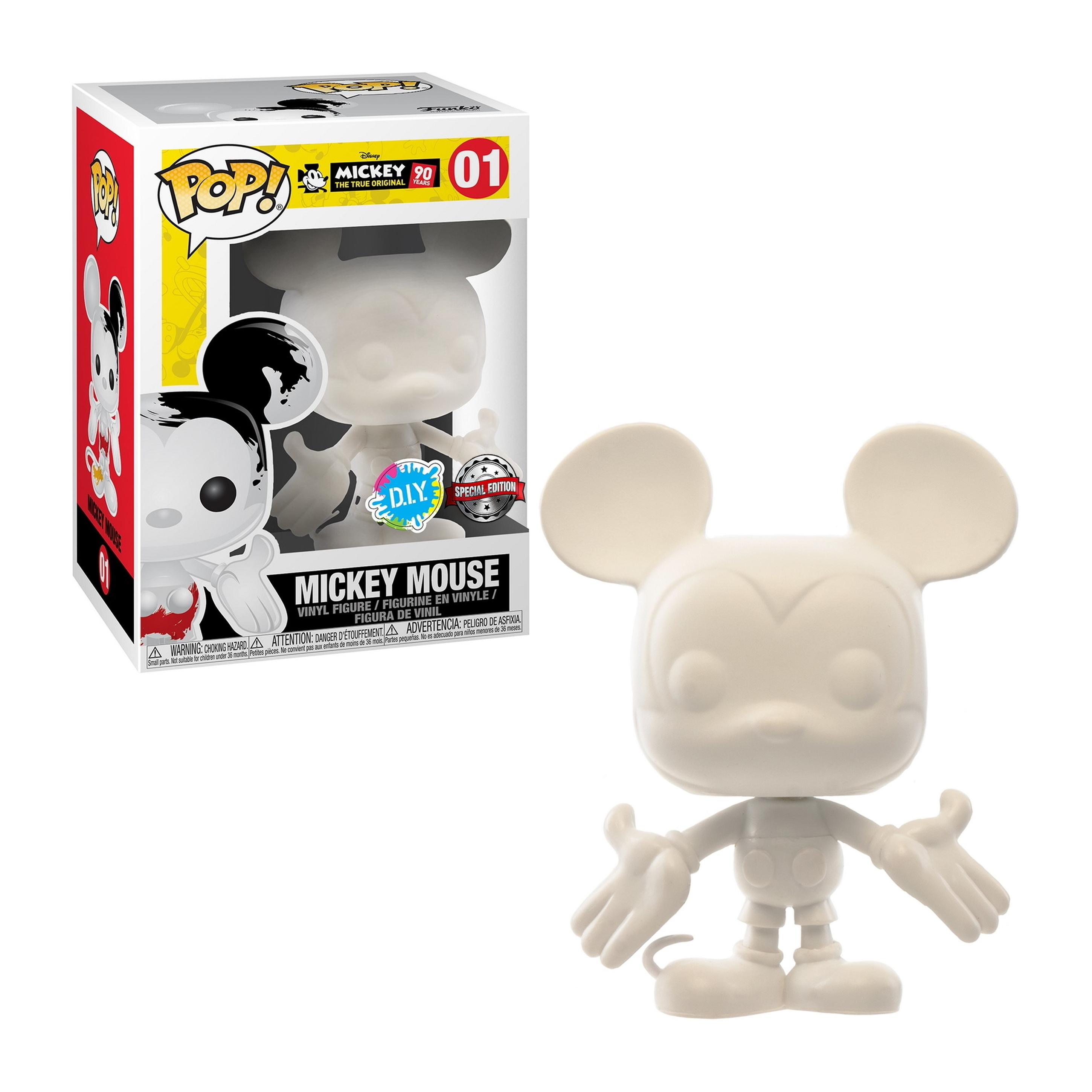 DIY Mickey Mouse Figur, weiß, in Box und freistehend. Special Edition Pop!