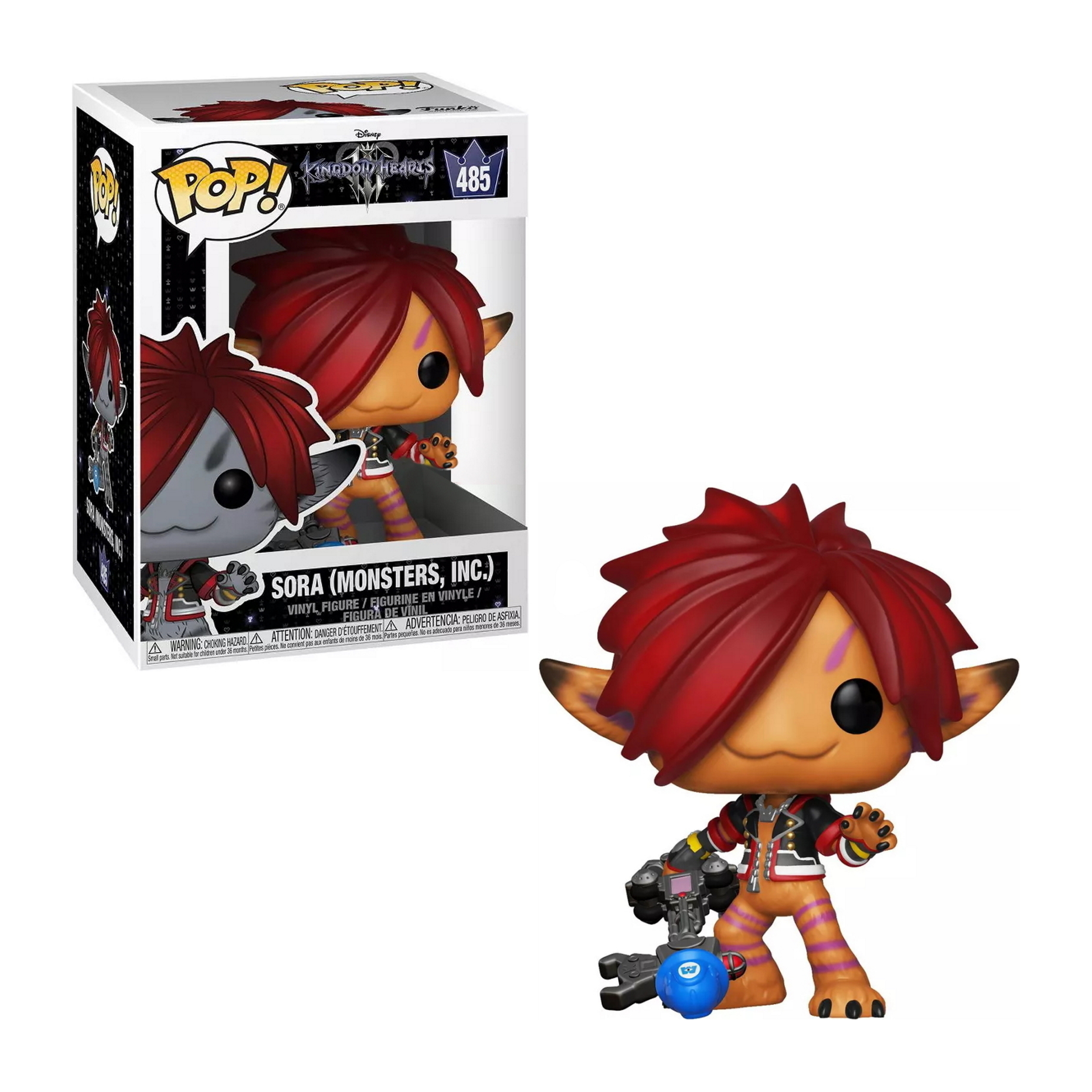 Sora (Monster AG) Funko Pop Figur, rotes Stachelhaar, orangefarbene Haut, hält eine Waffe, Box enthalten.