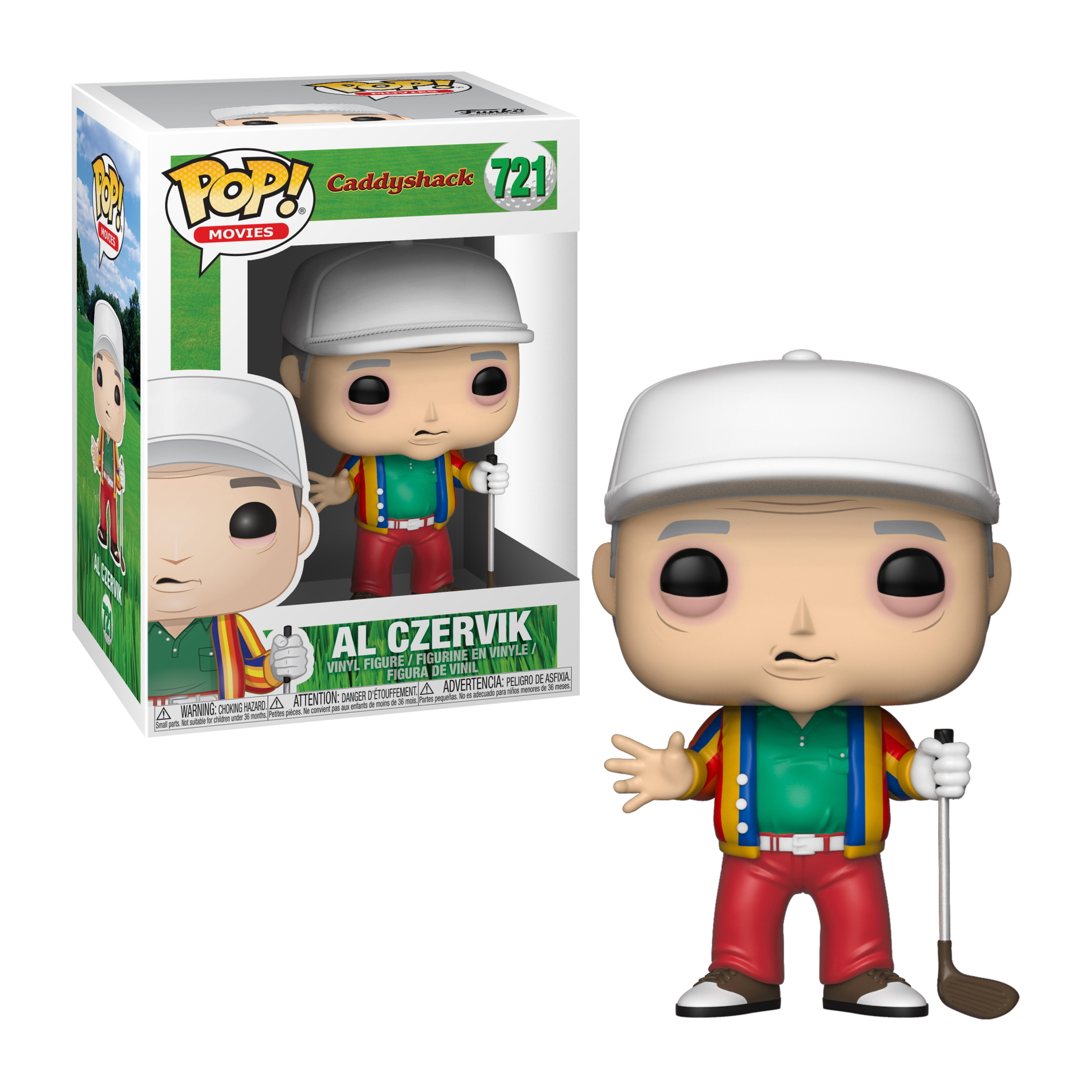 Figurka Funko Pop Ala Czervika w stroju golfowym oraz pudełko po figurce.