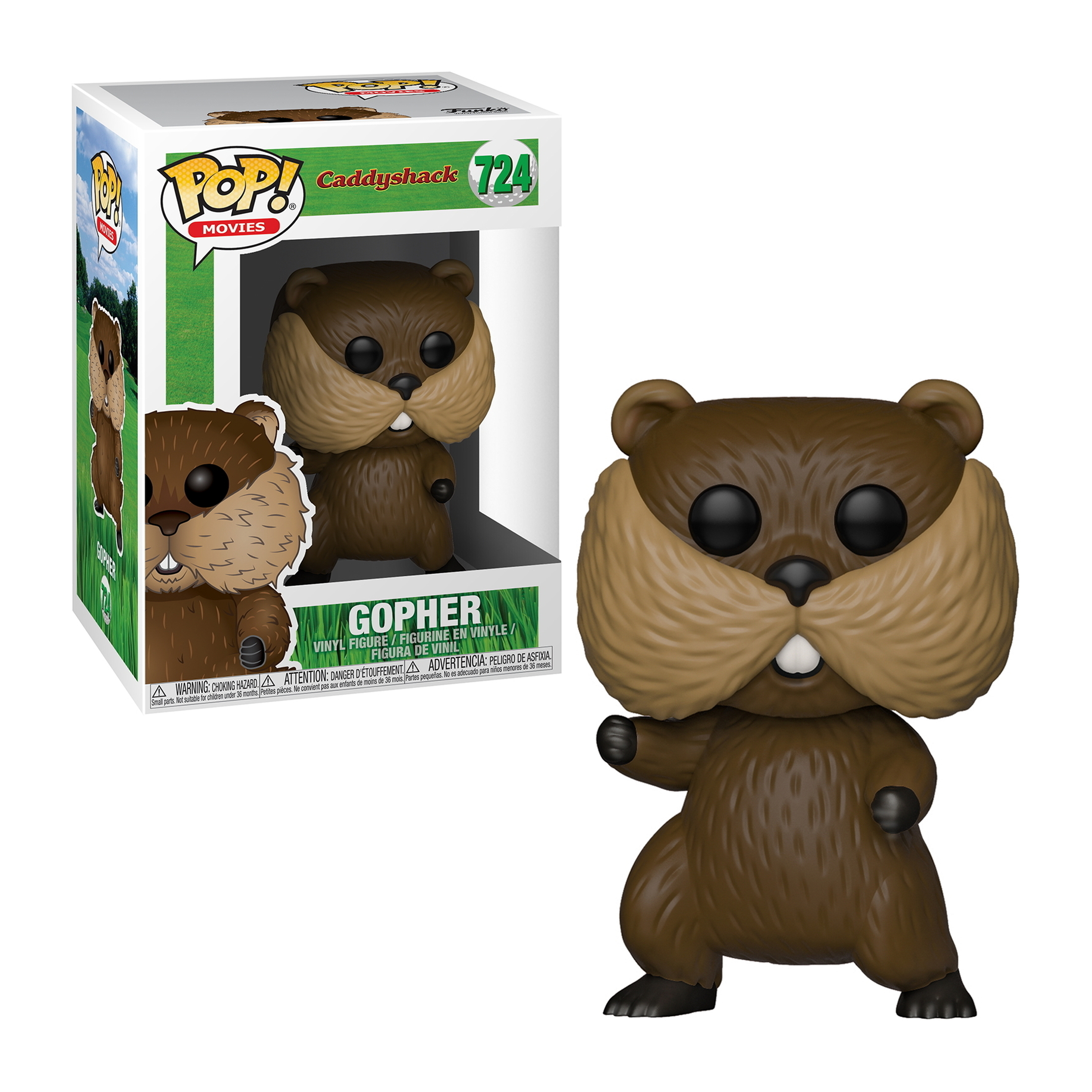 Gopher aus Caddyshack Funko Pop Figur. Brauner Gopher mit großen Wangen, stehend.