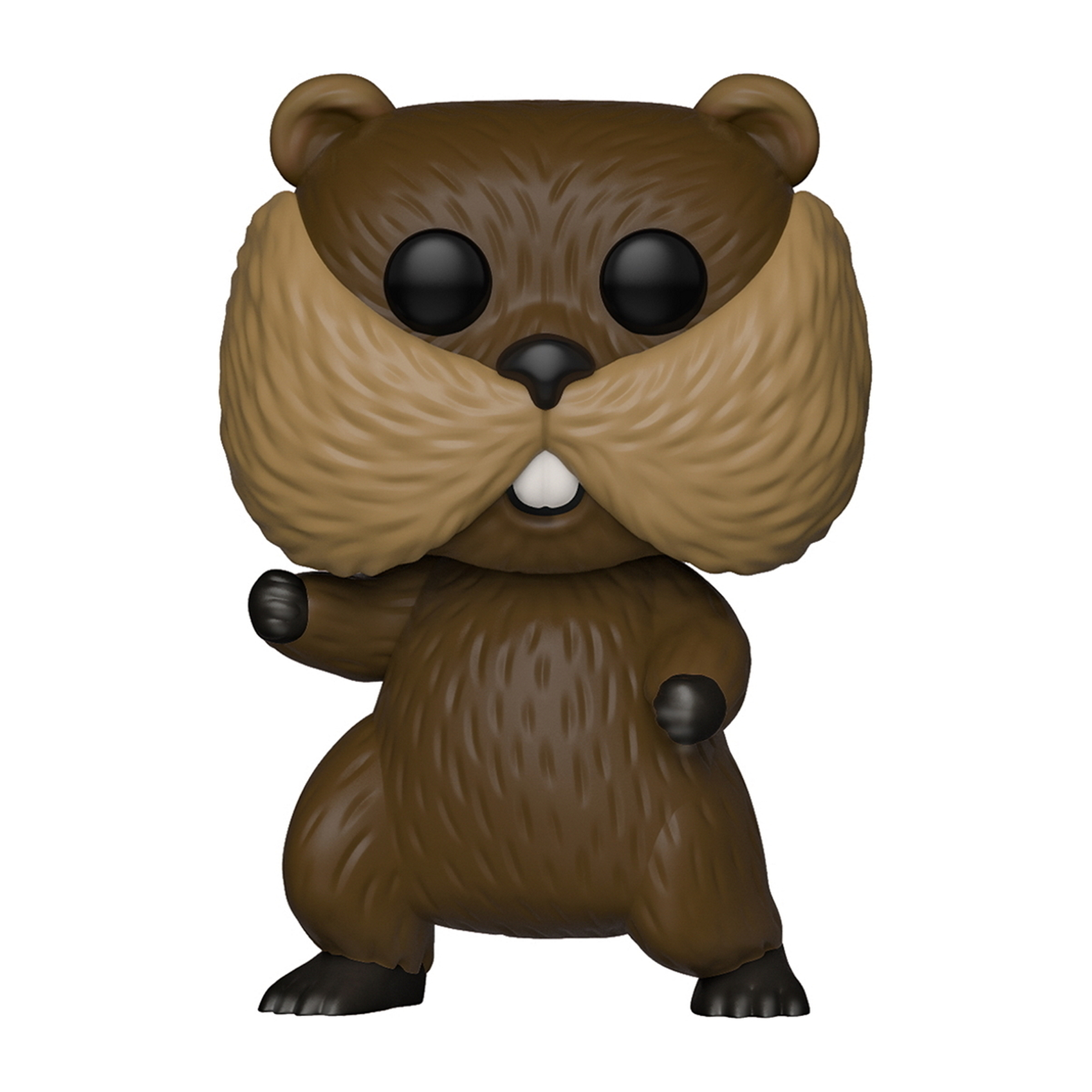 Eine Funko Pop Figur eines Comic-Bibers mit großen Wangen und Zähnen.