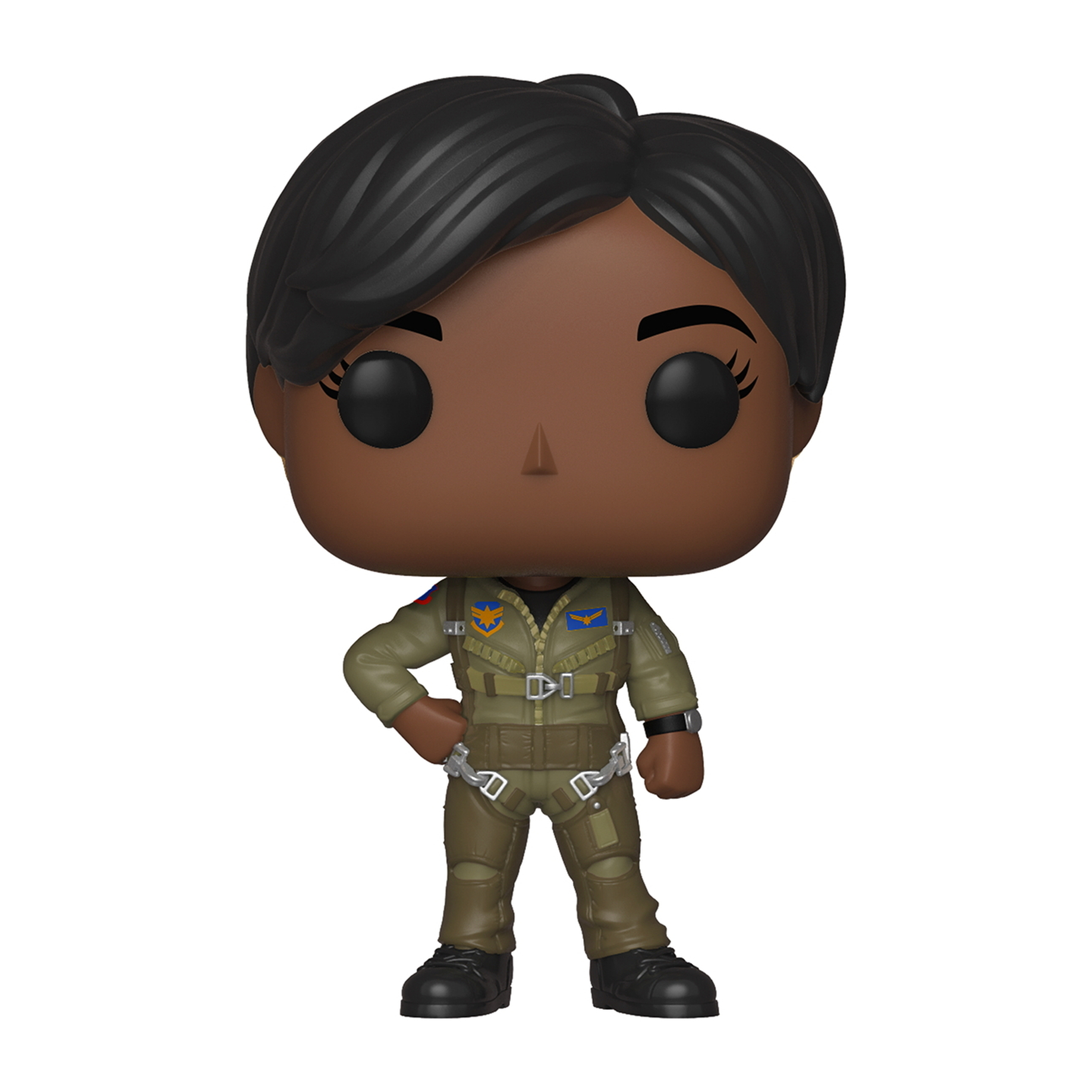 Figurka Funko Pop kobiety w mundurze sił powietrznych. Czarne włosy, brązowa skóra.
