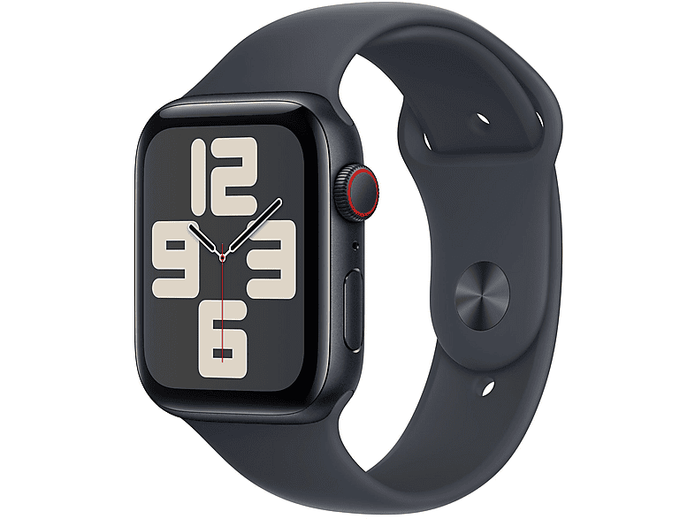 APPLE SE CEL 44 MIDNIGHT ALU MIDNIGHT ML Smartwatch Aluminium Fluorelastomer, 160 - 210 mm, Mitternacht