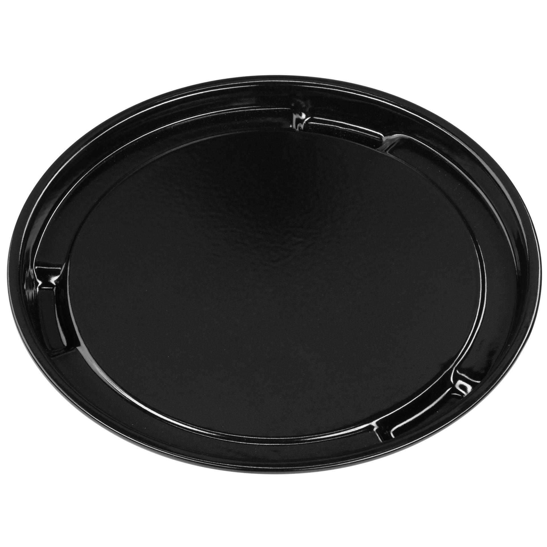 Eine schwarze, ovale Schale mit glänzendem Finish.